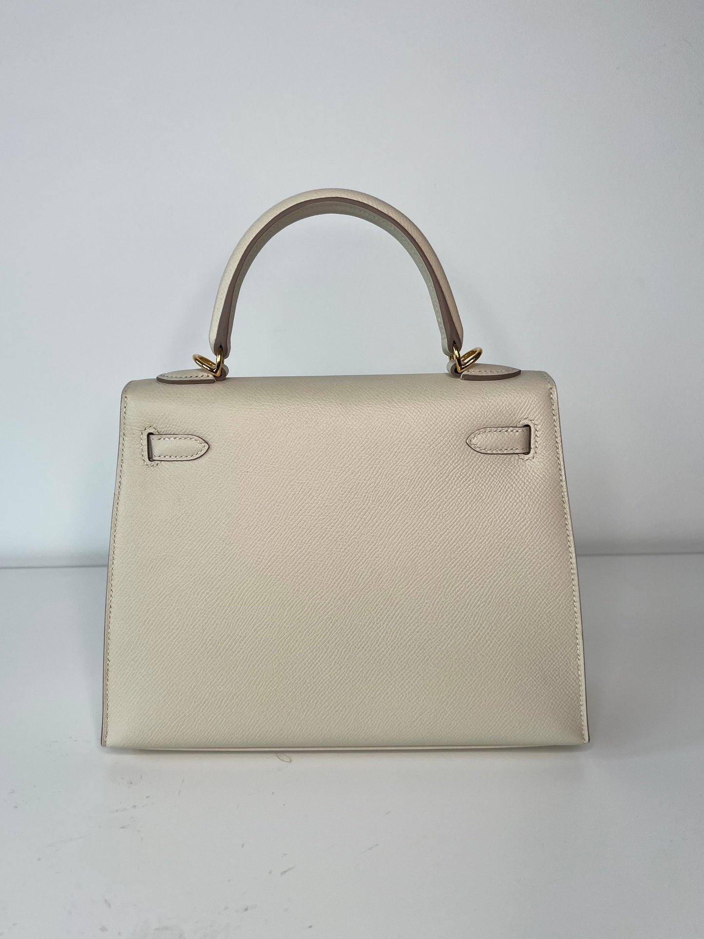 Hermes Kelly 25 Craie Epsom Gold Hardware