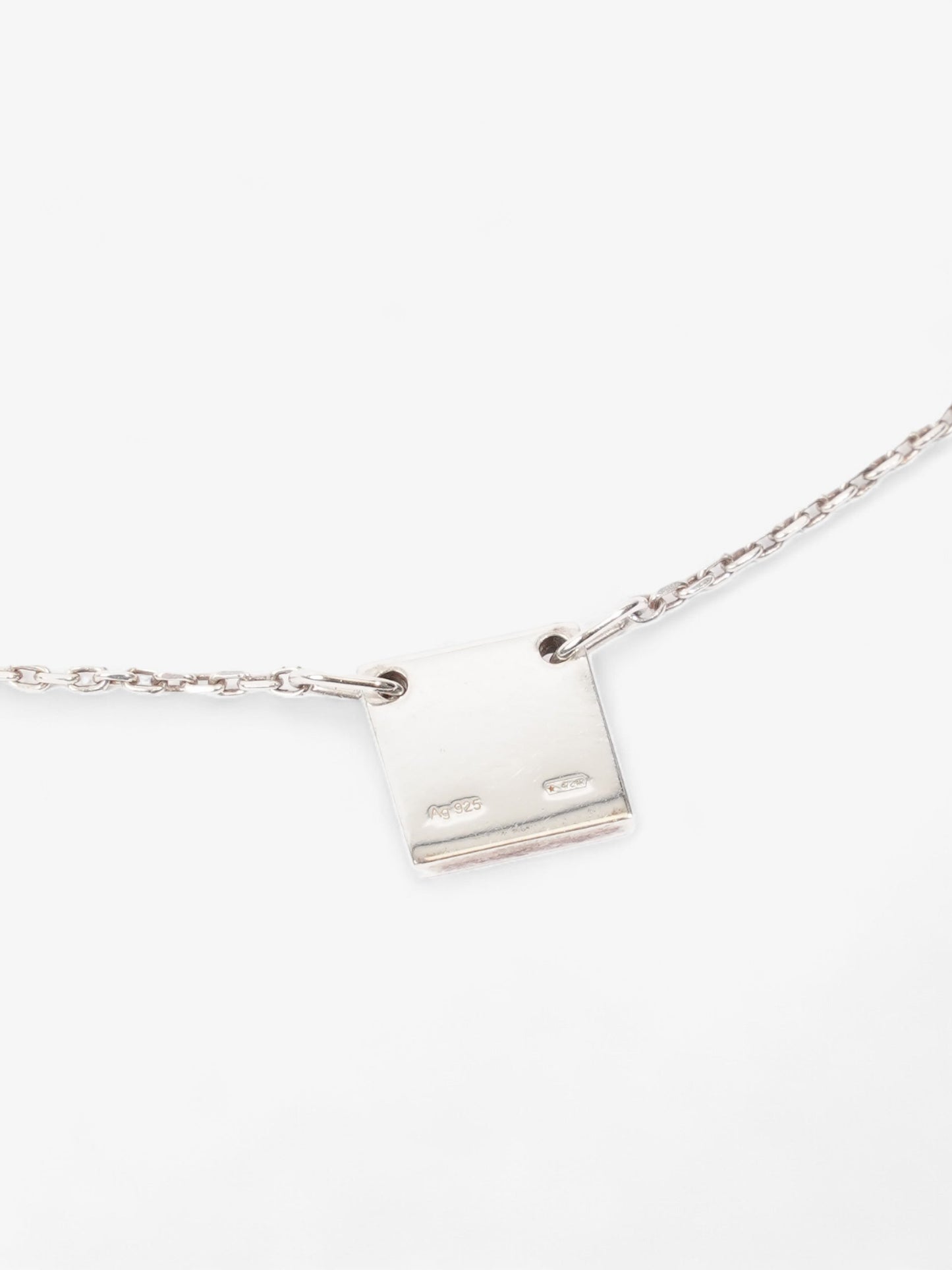 Gucci Logo Pendant Necklace Silver Silver Sterling