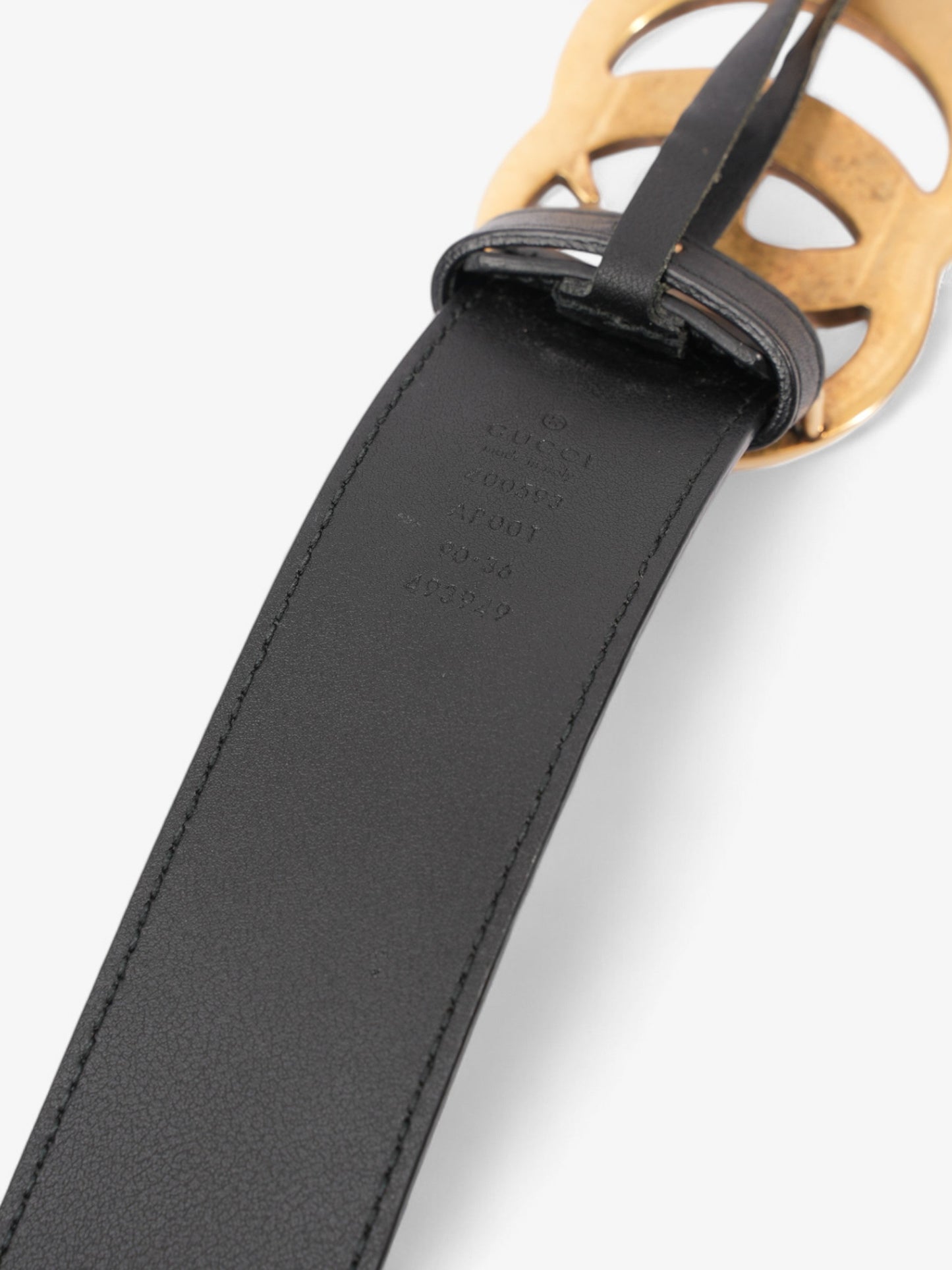 Gucci GG Marmont 2015 Re-Edition Wide Belt Black / Gold Leather 90cm / 36"