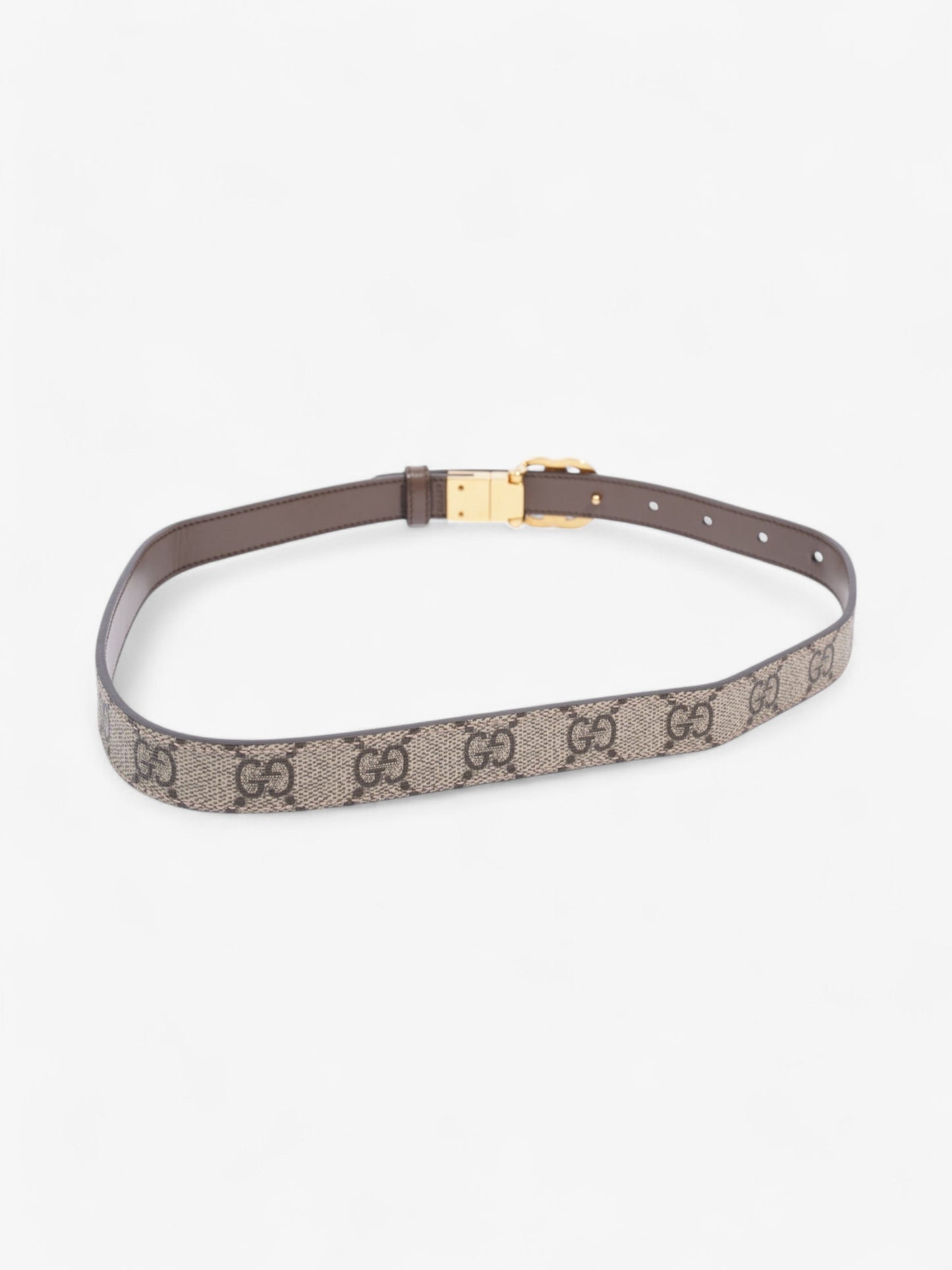 Gucci GG Marmont Reversible Thin Belt GG Supreme / Gold / Brown Canvas 70cm / 28"