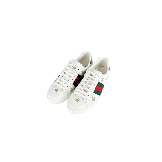 Gucci White Bee & Star New Ace Sneakers Size Mens 8.5 / Womens 10.5-11