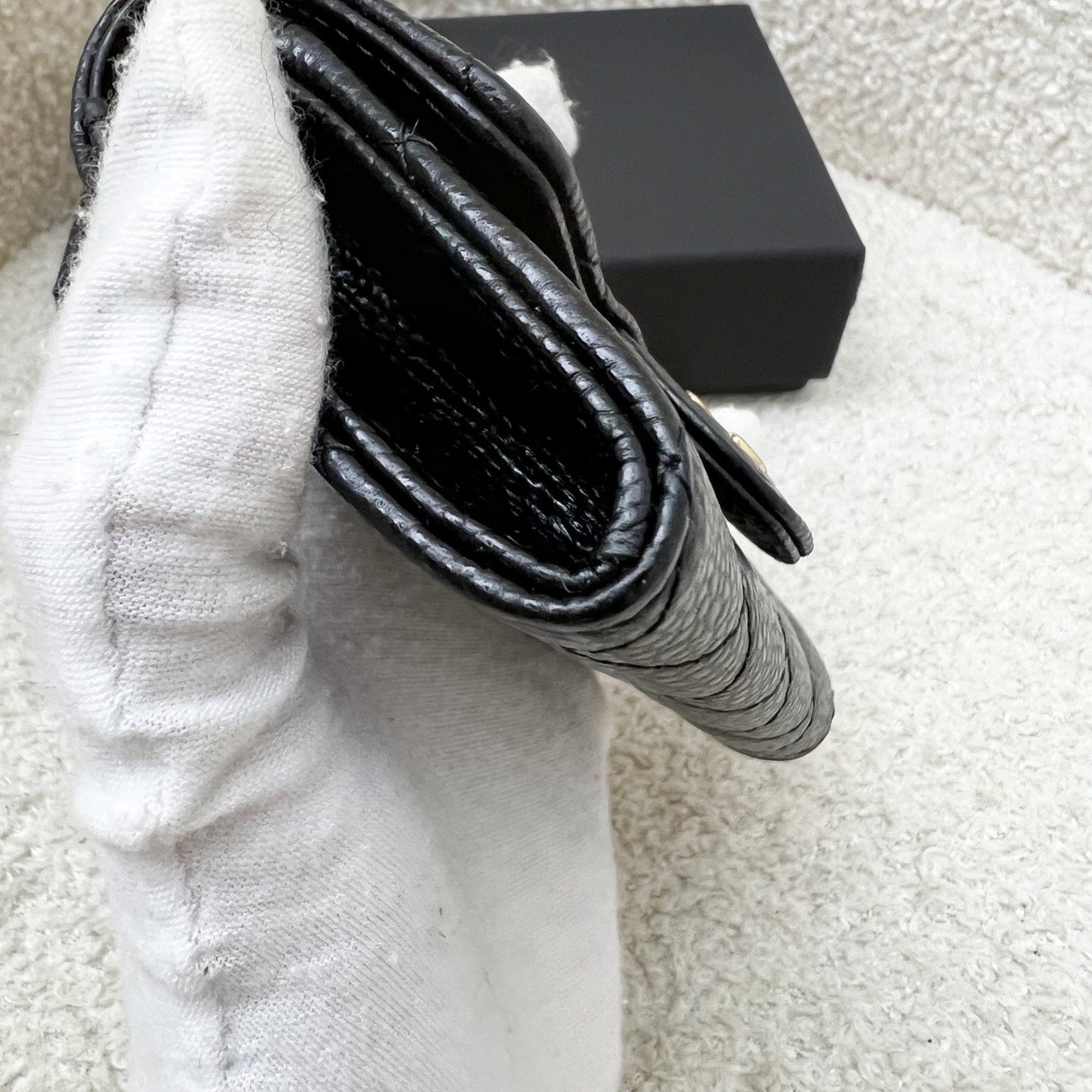 Chanel Classic Snap Card Holder in Black Caviar and GHW