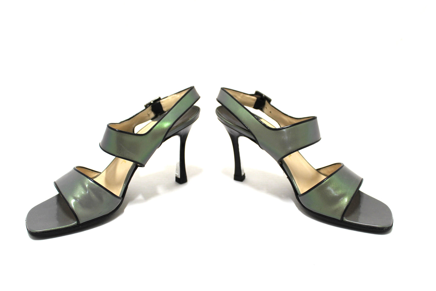 Chanel Black Leather Classic Cap Toe Heels Shoes with Chain Ankle Strap Size 38