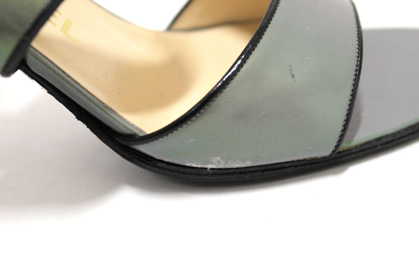 Chanel Black Leather Classic Cap Toe Heels Shoes with Chain Ankle Strap Size 38