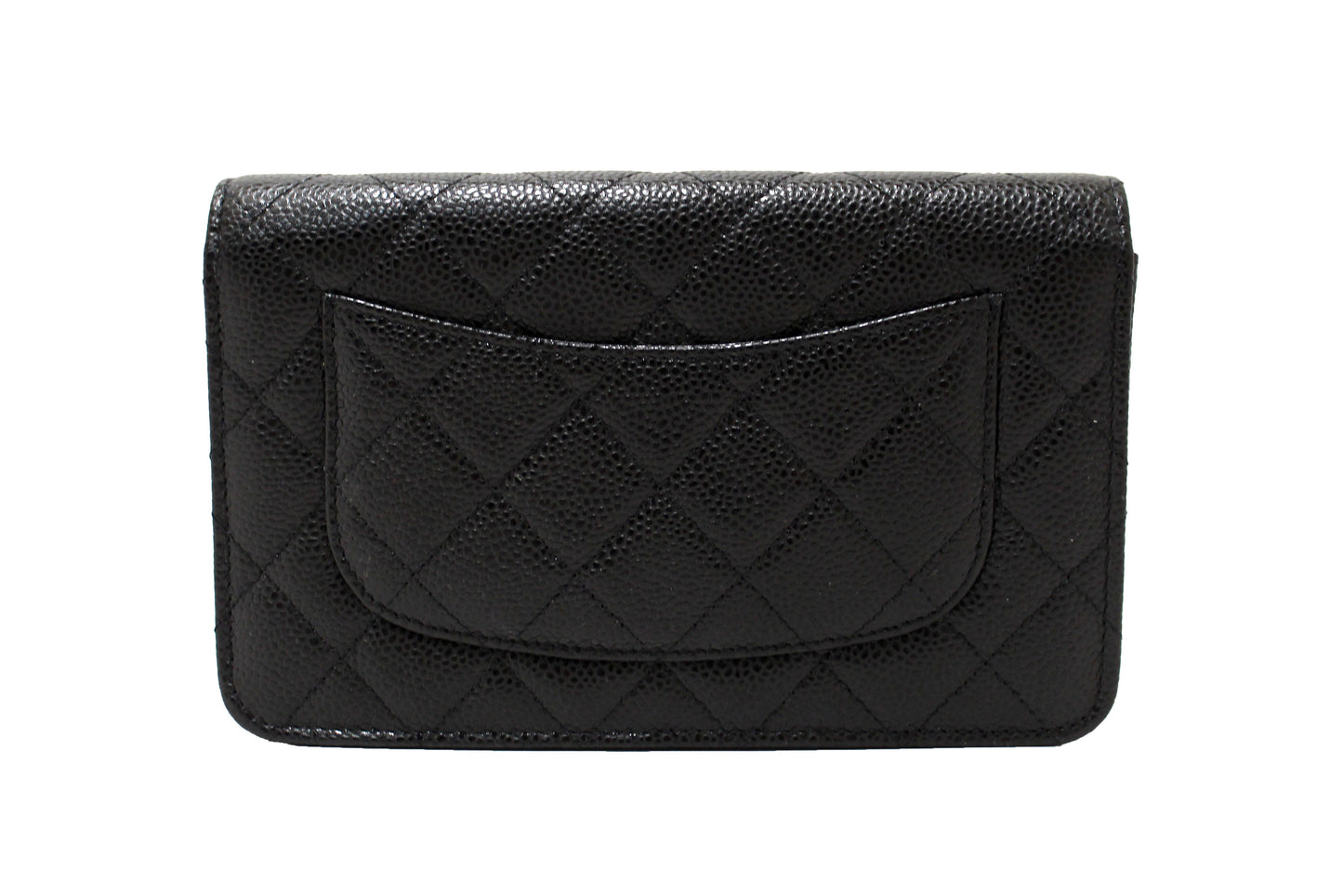 NEW Chanel Black Quilted Caviar Leather Wallet On Chain WOC Messenger Bag