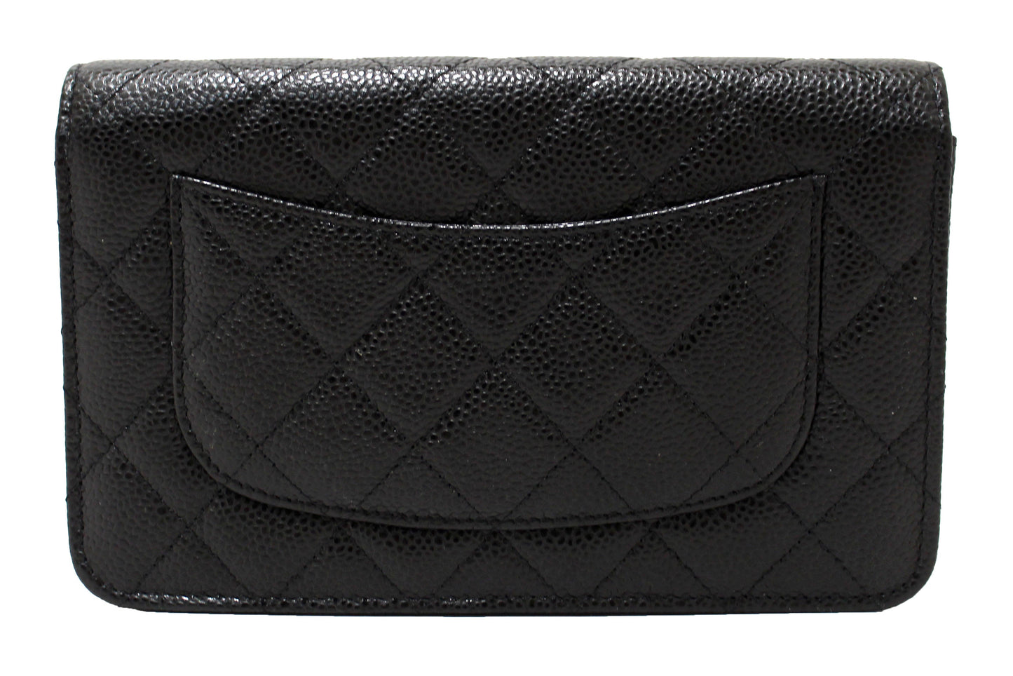 NEW Chanel Black Quilted Caviar Leather Wallet On Chain WOC Messenger Bag