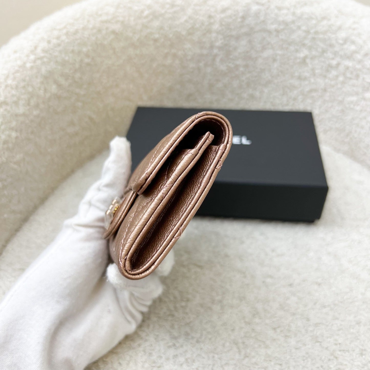 Chanel 2.55 Reissue Snap Card Holder in Rose Gold Leather and RGHW