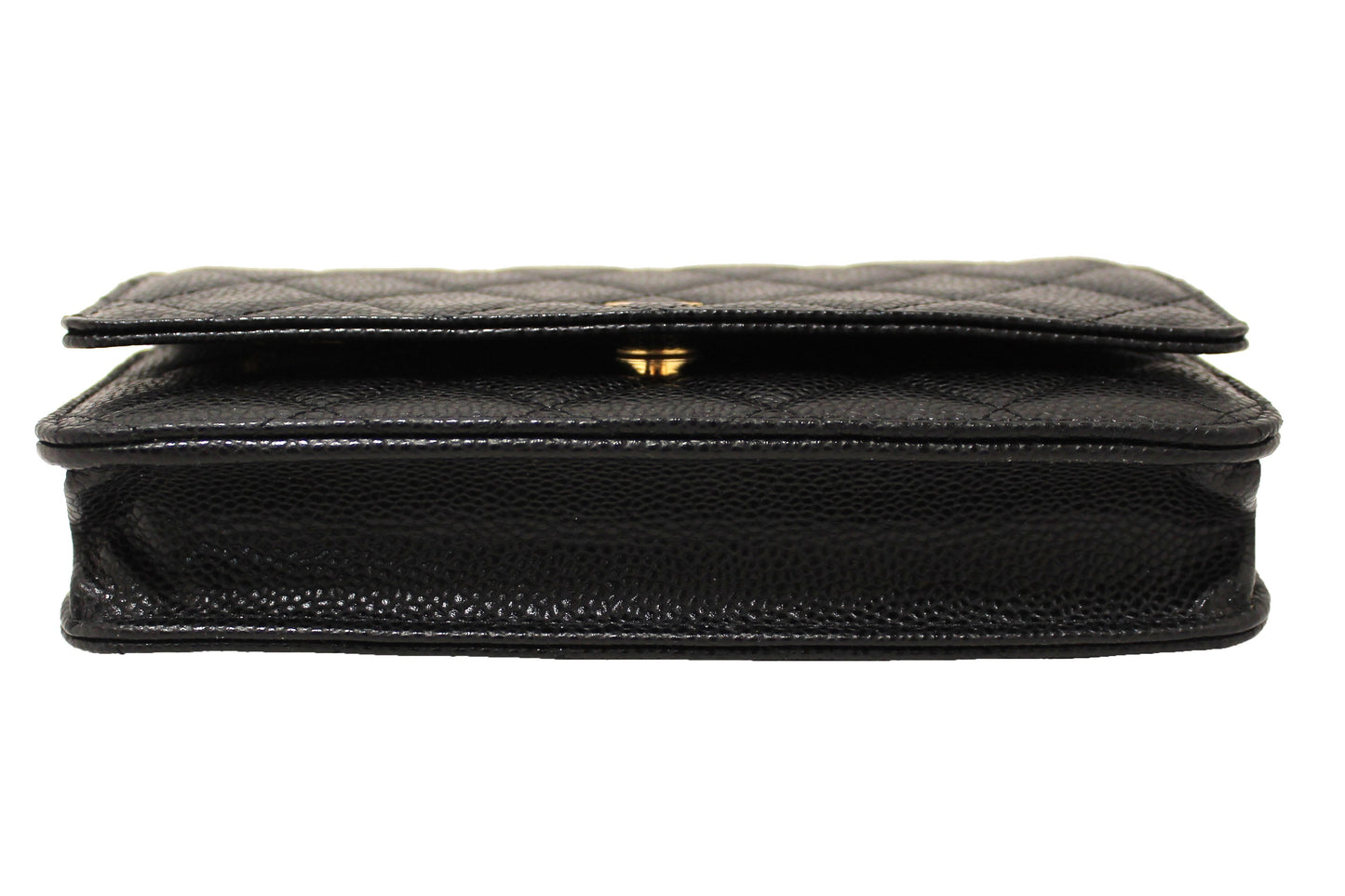 NEW Chanel Black Quilted Caviar Leather Wallet On Chain WOC Messenger Bag