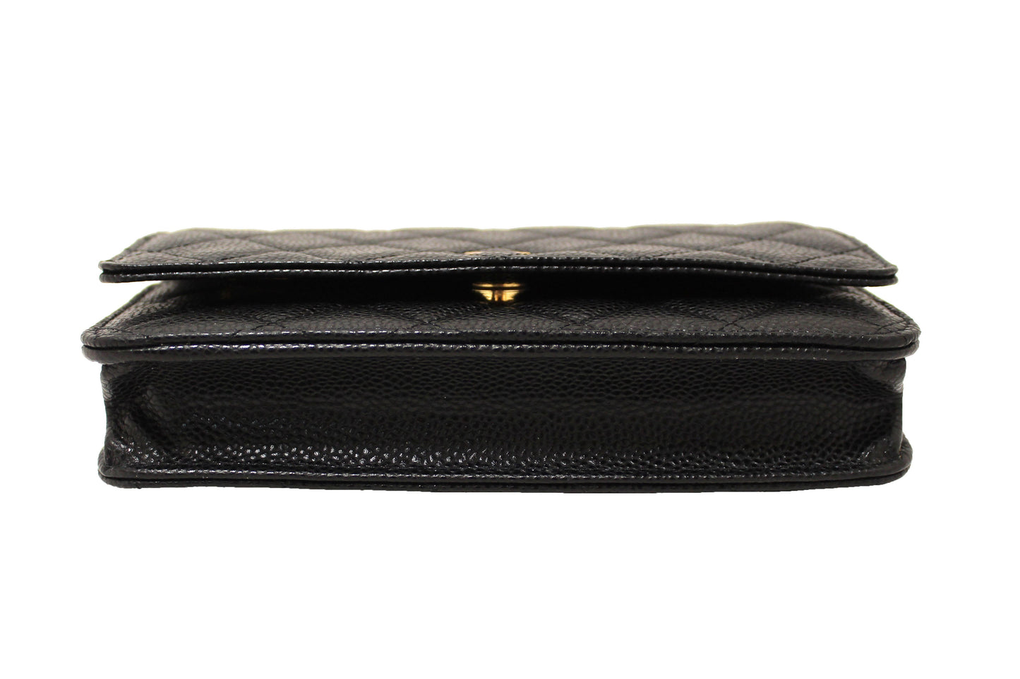 NEW Chanel Black Quilted Caviar Leather Wallet On Chain WOC Messenger Bag