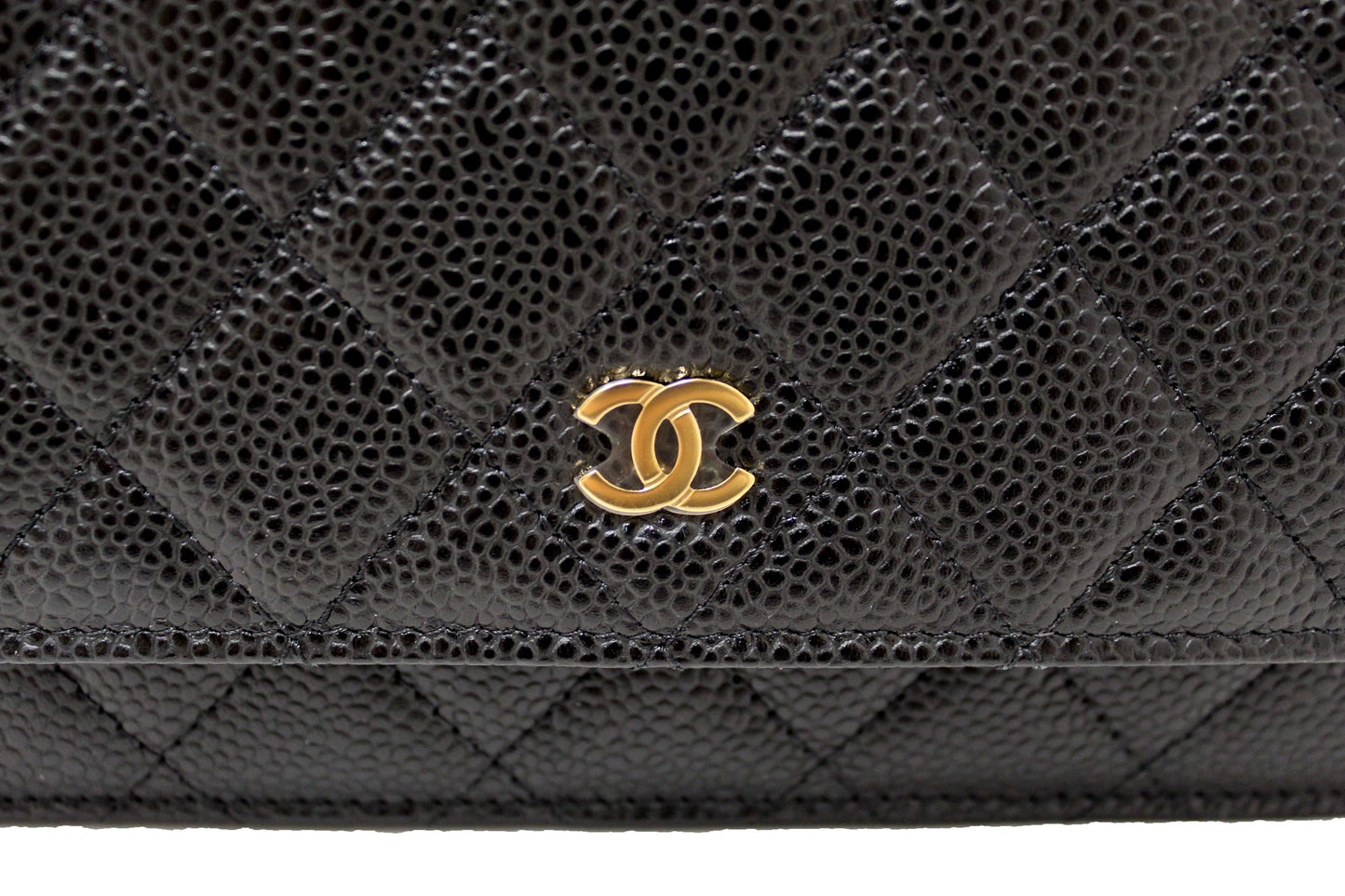 NEW Chanel Black Quilted Caviar Leather Wallet On Chain WOC Messenger Bag