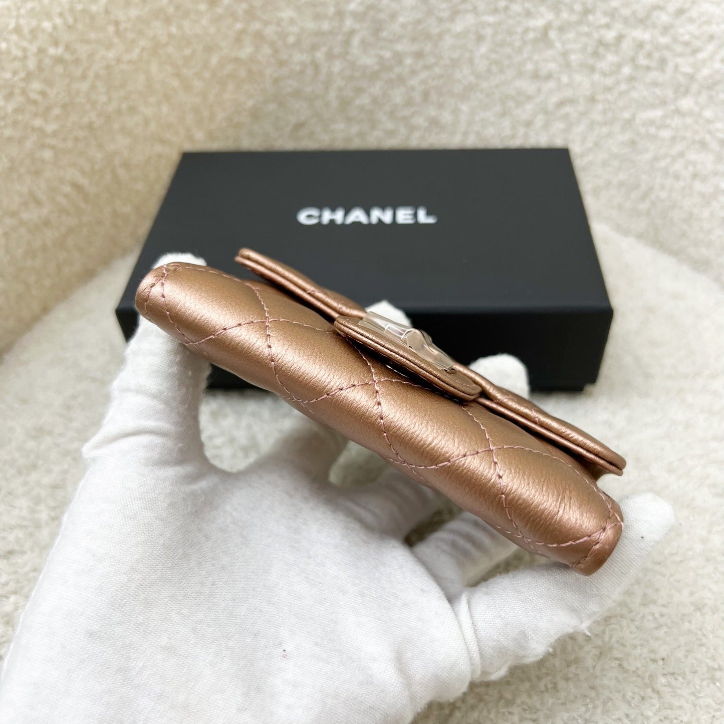 Chanel 2.55 Reissue Snap Card Holder in Rose Gold Leather and RGHW