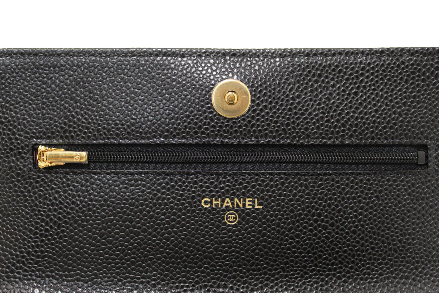 NEW Chanel Black Quilted Caviar Leather Wallet On Chain WOC Messenger Bag