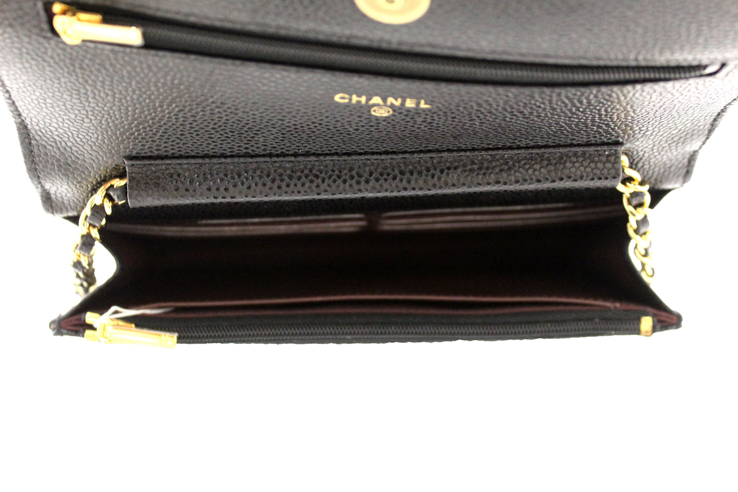 NEW Chanel Black Quilted Caviar Leather Wallet On Chain WOC Messenger Bag