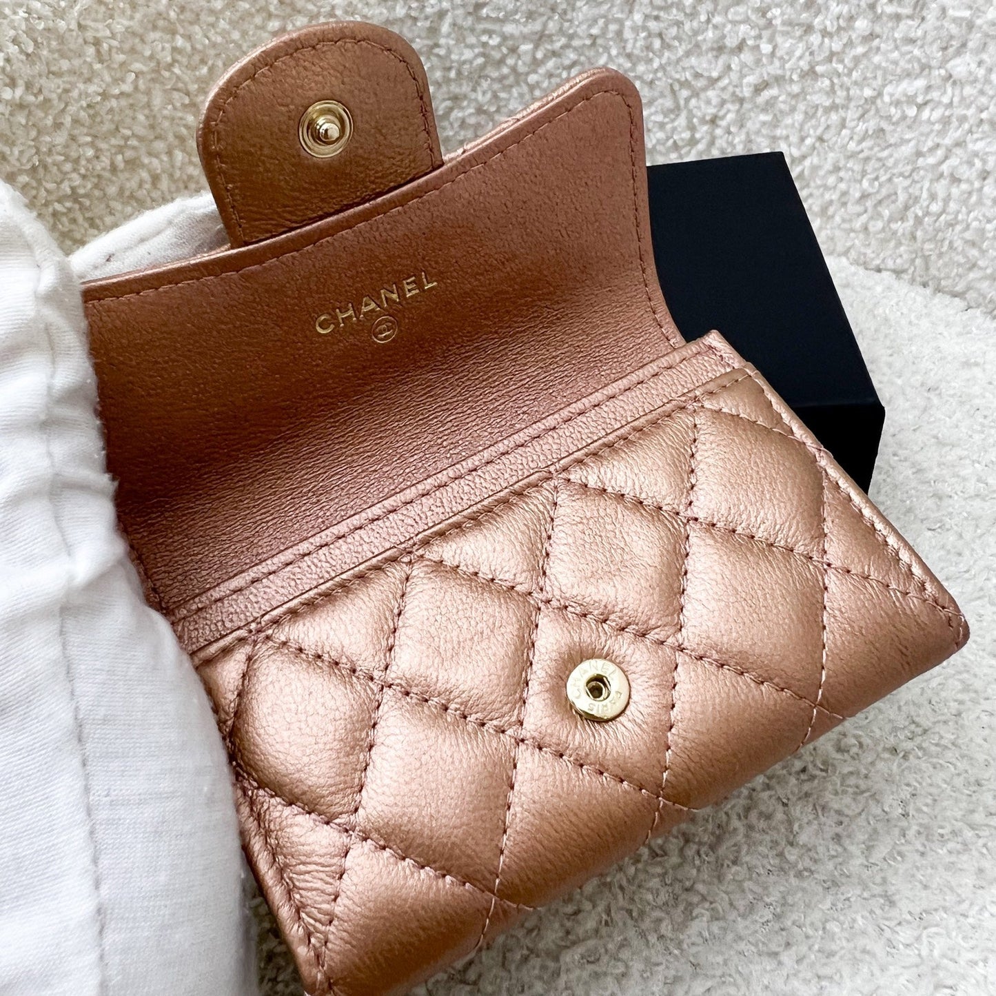 Chanel 2.55 Reissue Snap Card Holder in Rose Gold Leather and RGHW