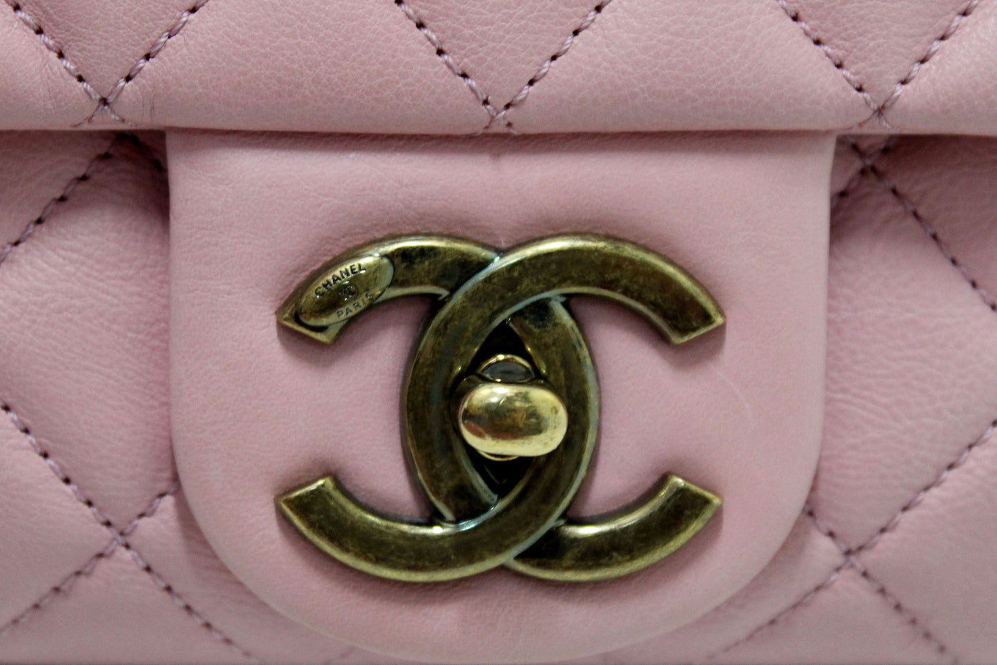 Chanel Pink Calfskin Leather Zipped Back Pocket Calfskin Flap Bag