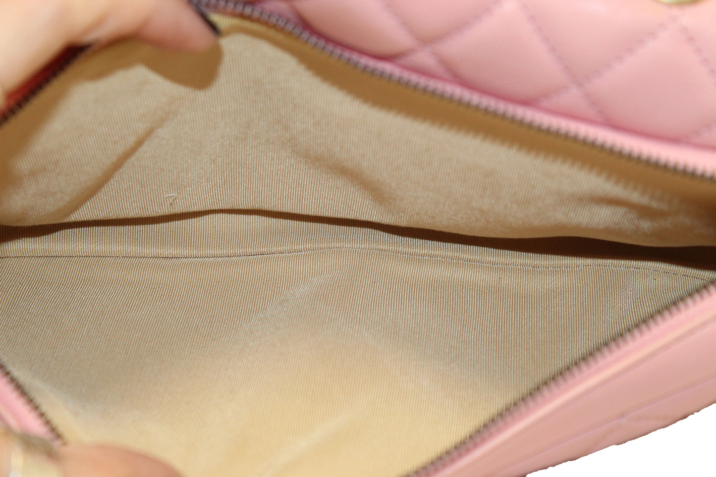Chanel Pink Calfskin Leather Zipped Back Pocket Calfskin Flap Bag