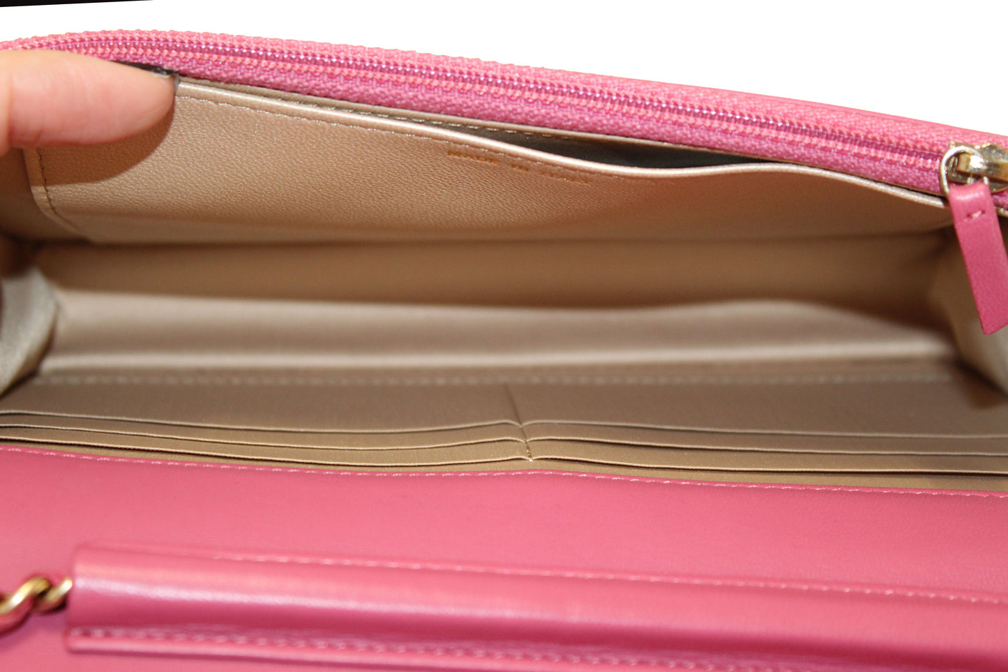 Chanel Pink Camellia Lambskin Leather Wallet On Chain/Clutch Bag