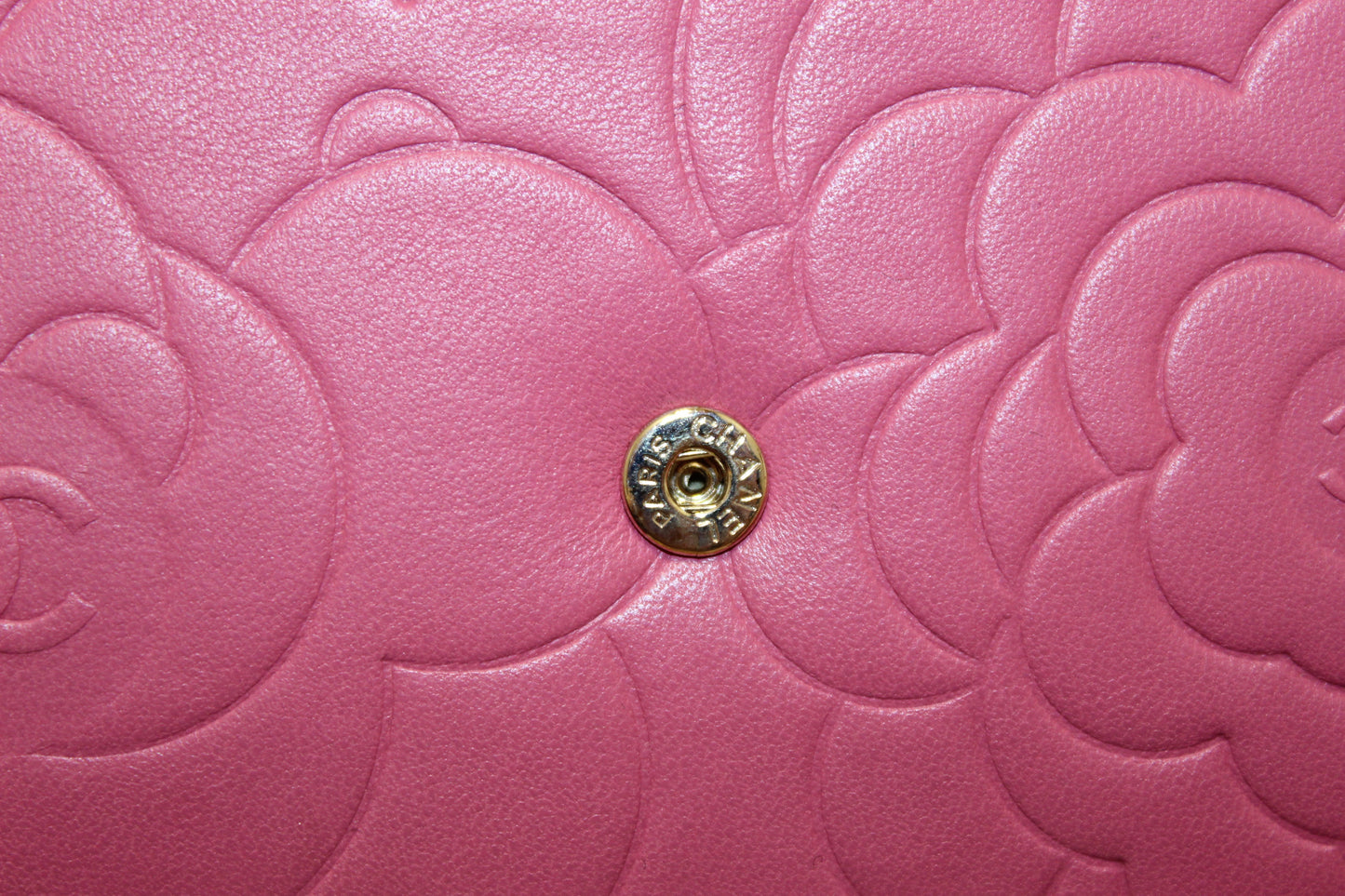 Chanel Pink Camellia Lambskin Leather Wallet On Chain/Clutch Bag