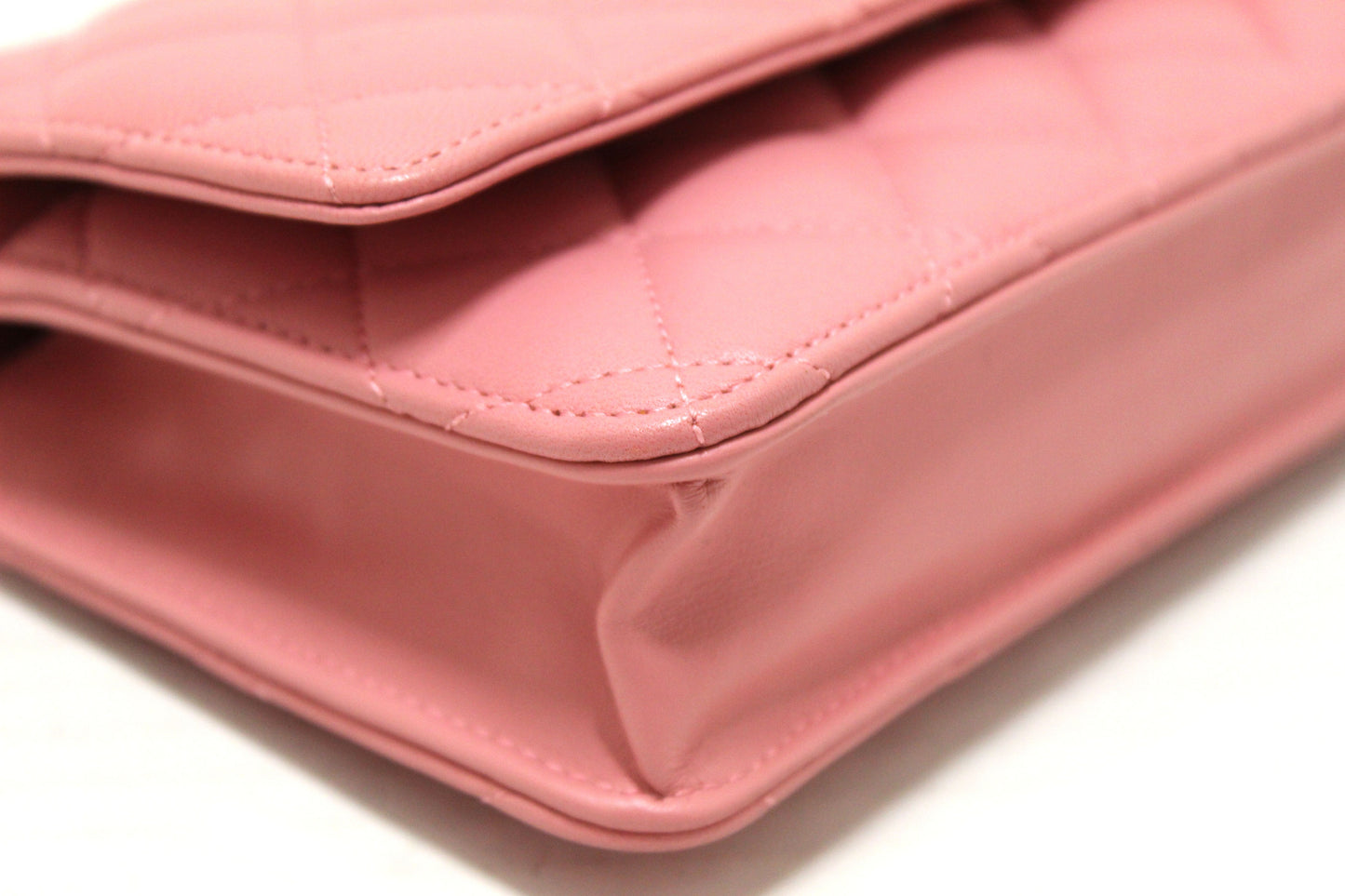 Chanel Pink Quilted Lambskin Leather Wallet On Chain WOC Messenger Bag
