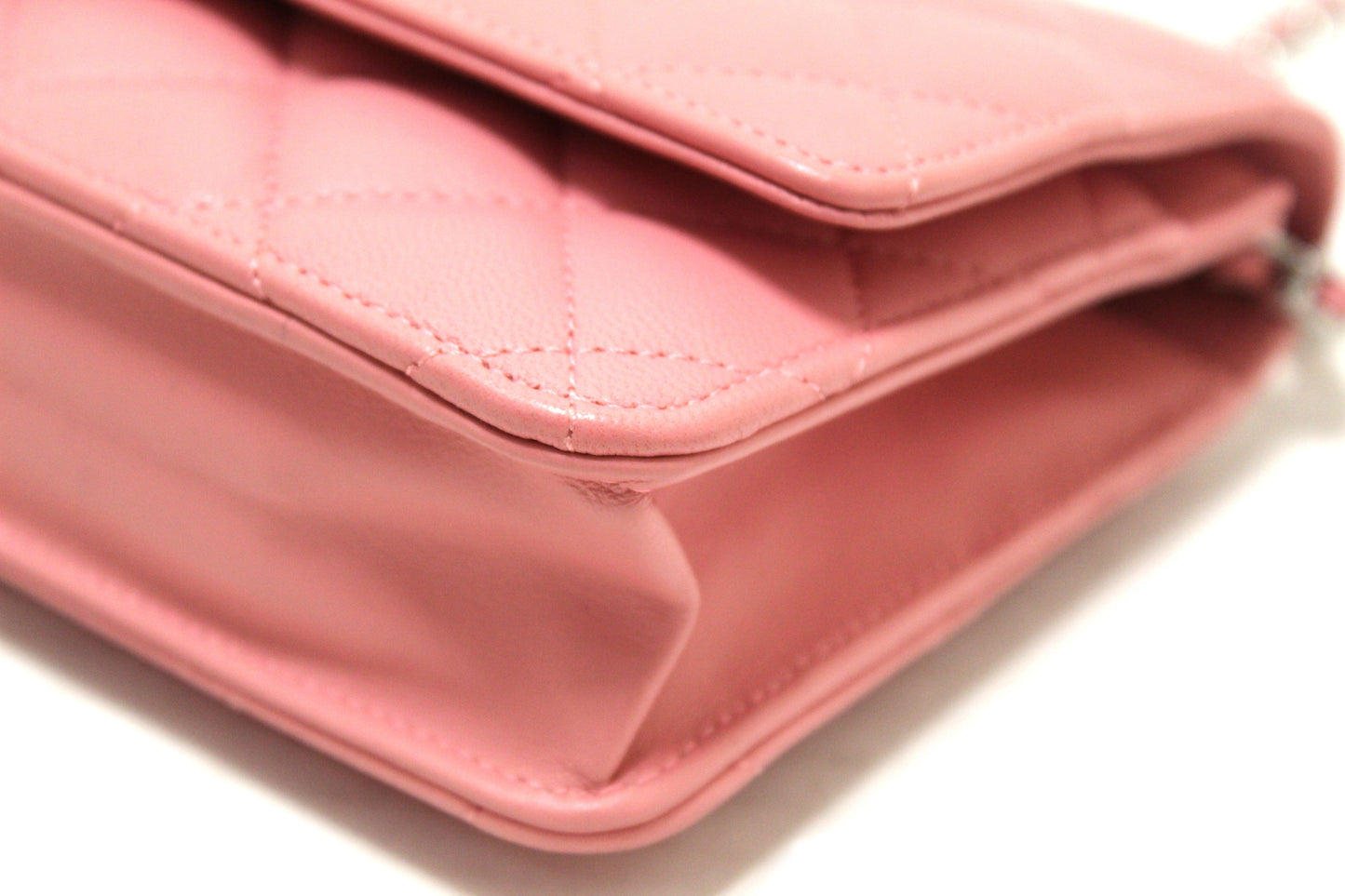 Chanel Pink Quilted Lambskin Leather Wallet On Chain WOC Messenger Bag