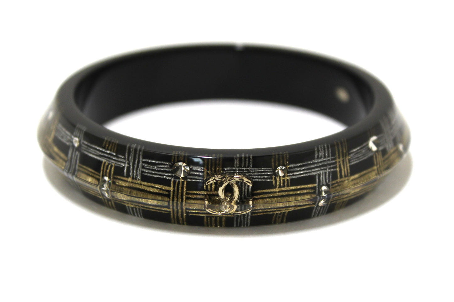 Chanel Black Resin and Crystal Bangle Bracelet | Havik Shop.com - Now at Havik Shop.com