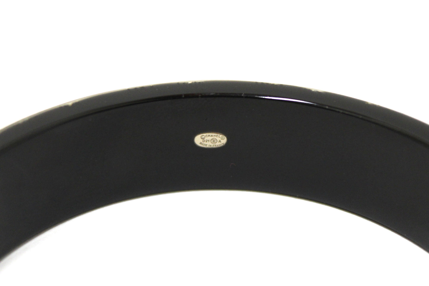 Chanel Black Resin and Crystal Bangle Bracelet