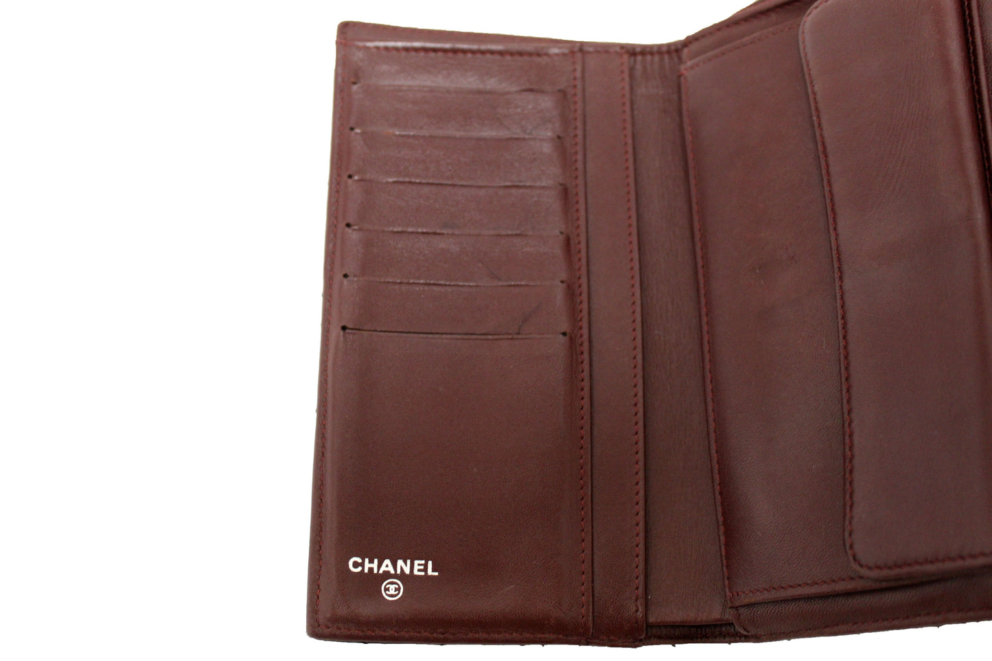 Chanel Black Quilted Lambskin Leather Trifold Flap Wallet