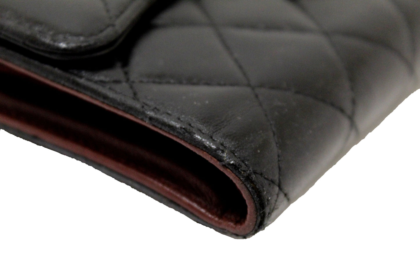 Chanel Black Quilted Lambskin Leather Trifold Flap Wallet