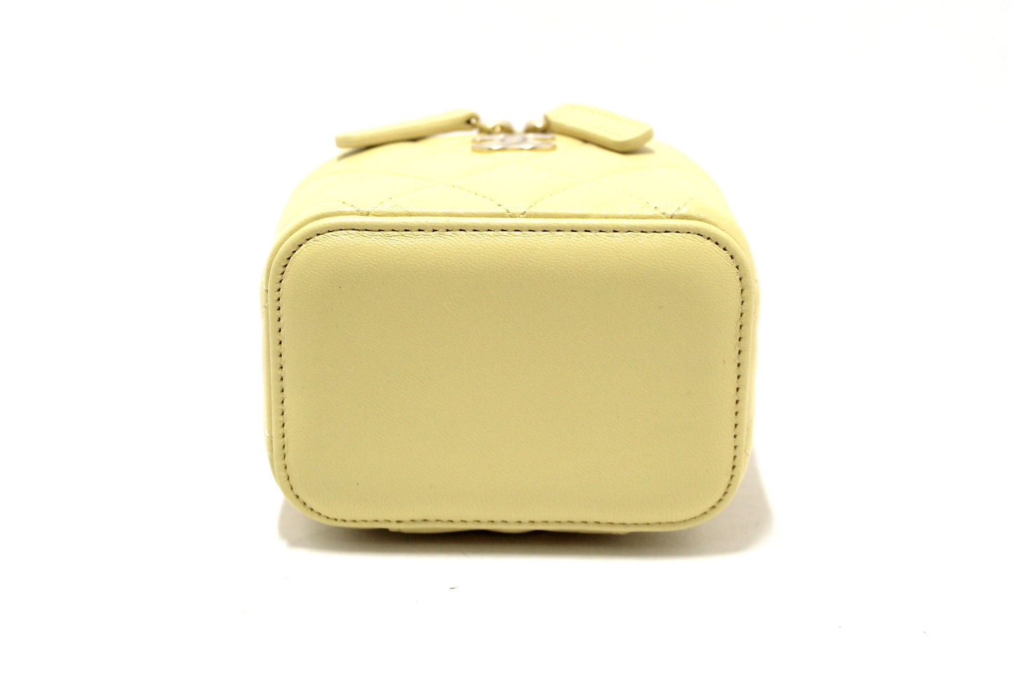 NEW Chanel Yellow Lambskin Top Handle Mini Vanity Case Crossbody Bag