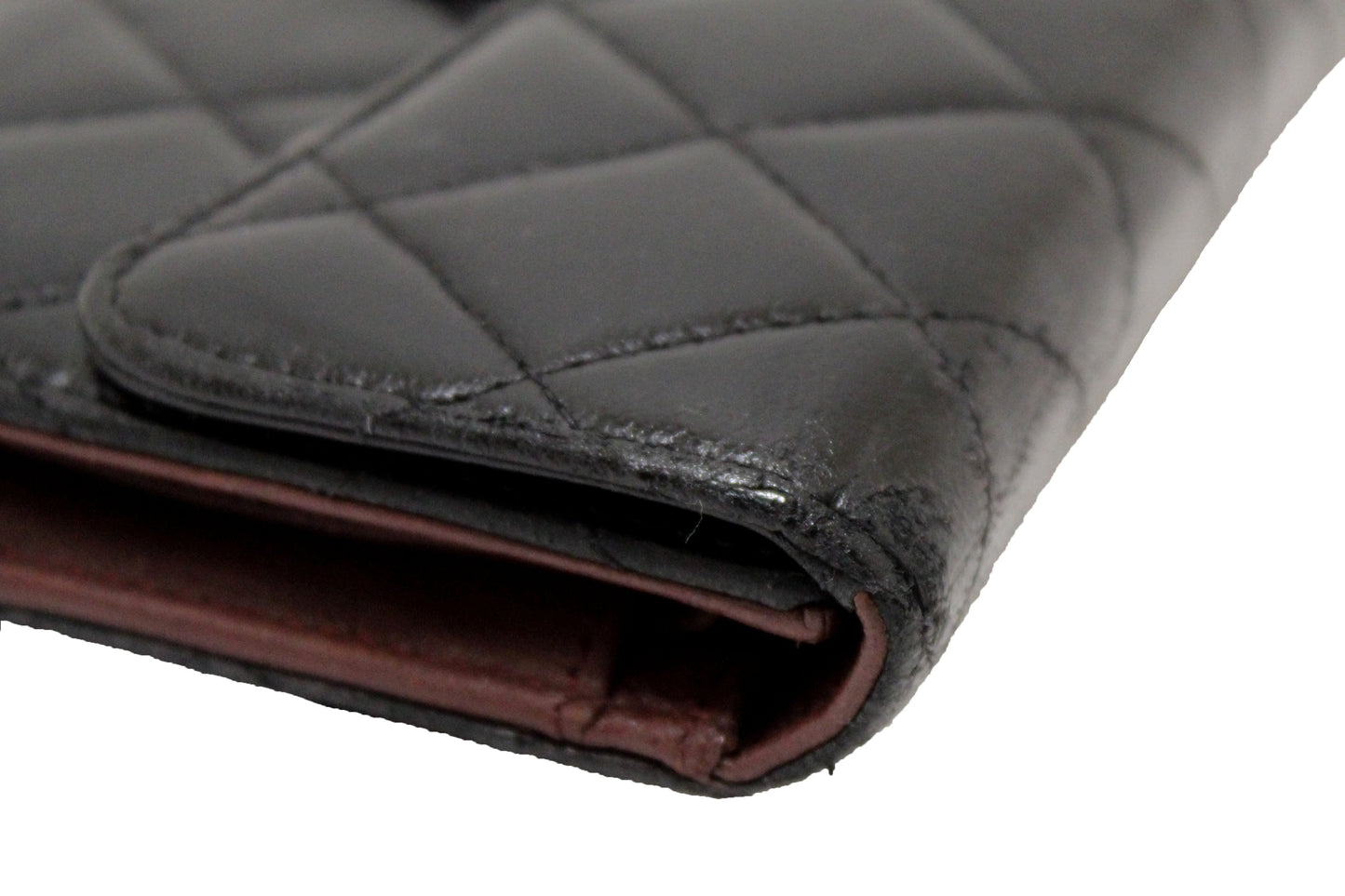 Chanel Black Quilted Lambskin Leather Trifold Flap Wallet