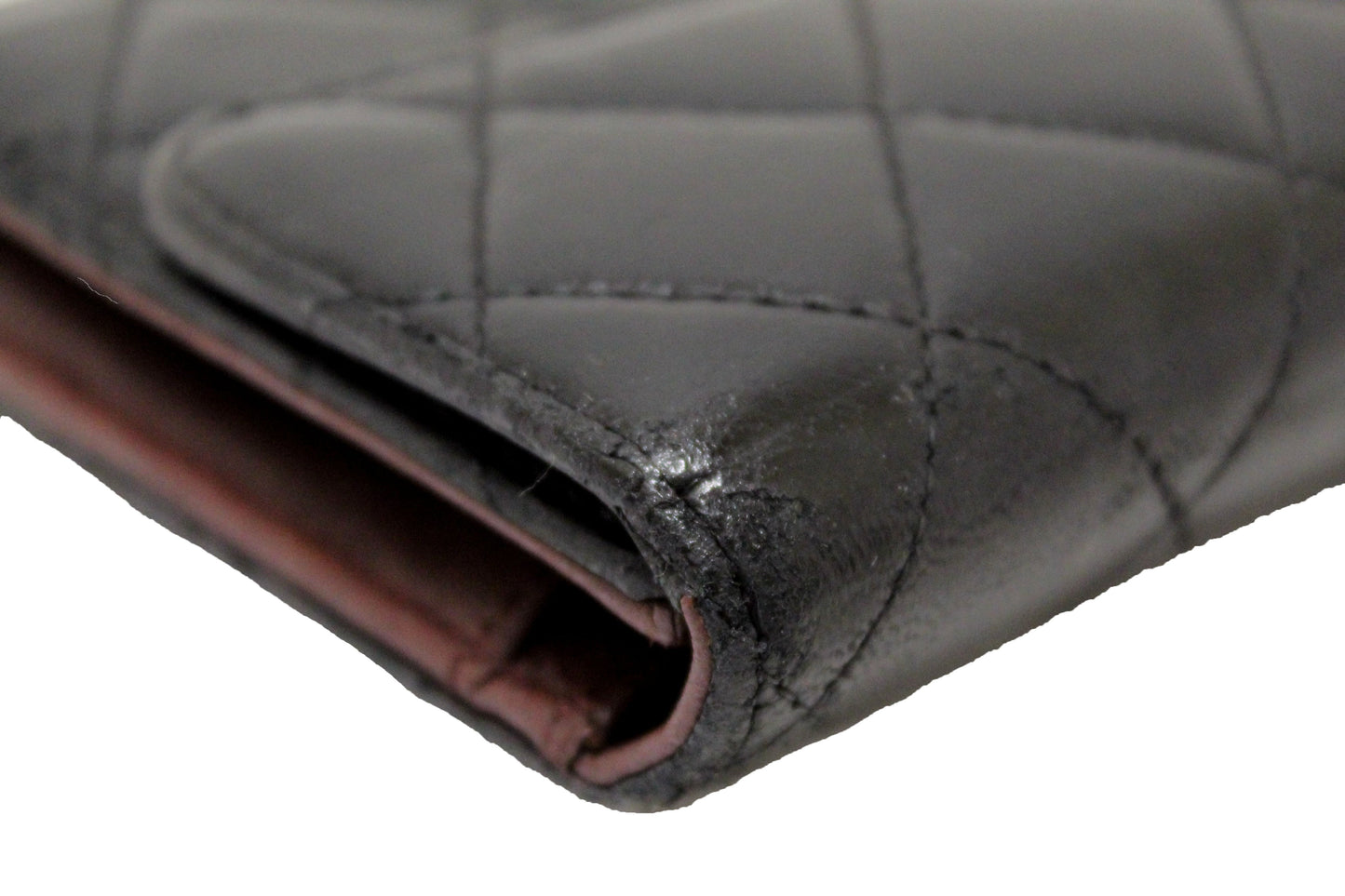 Chanel Black Quilted Lambskin Leather Trifold Flap Wallet
