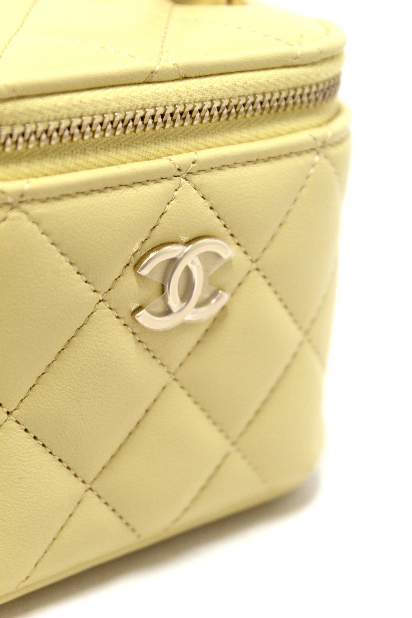NEW Chanel Yellow Lambskin Top Handle Mini Vanity Case Crossbody Bag