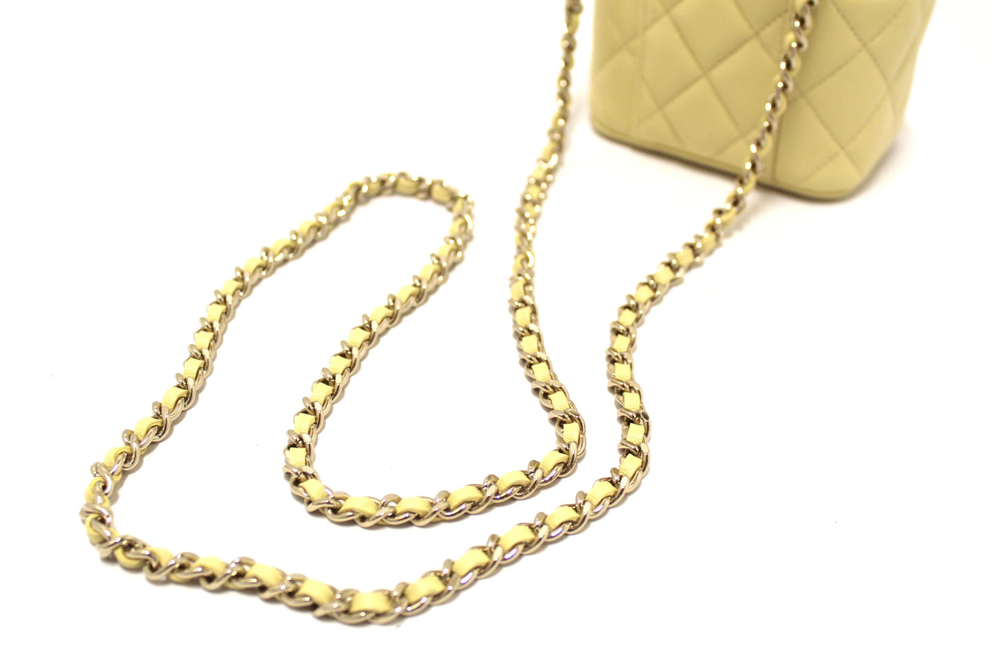 NEW Chanel Yellow Lambskin Top Handle Mini Vanity Case Crossbody Bag