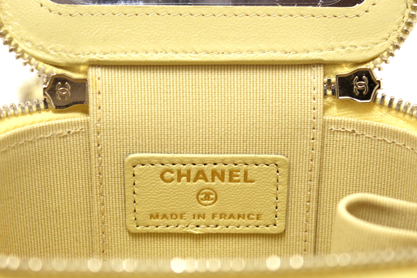 NEW Chanel Yellow Lambskin Top Handle Mini Vanity Case Crossbody Bag