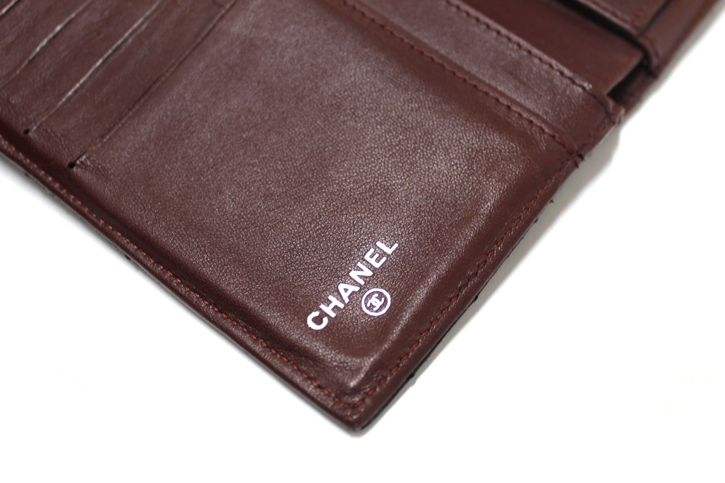 Chanel Black Quilted Lambskin Leather Trifold Flap Wallet