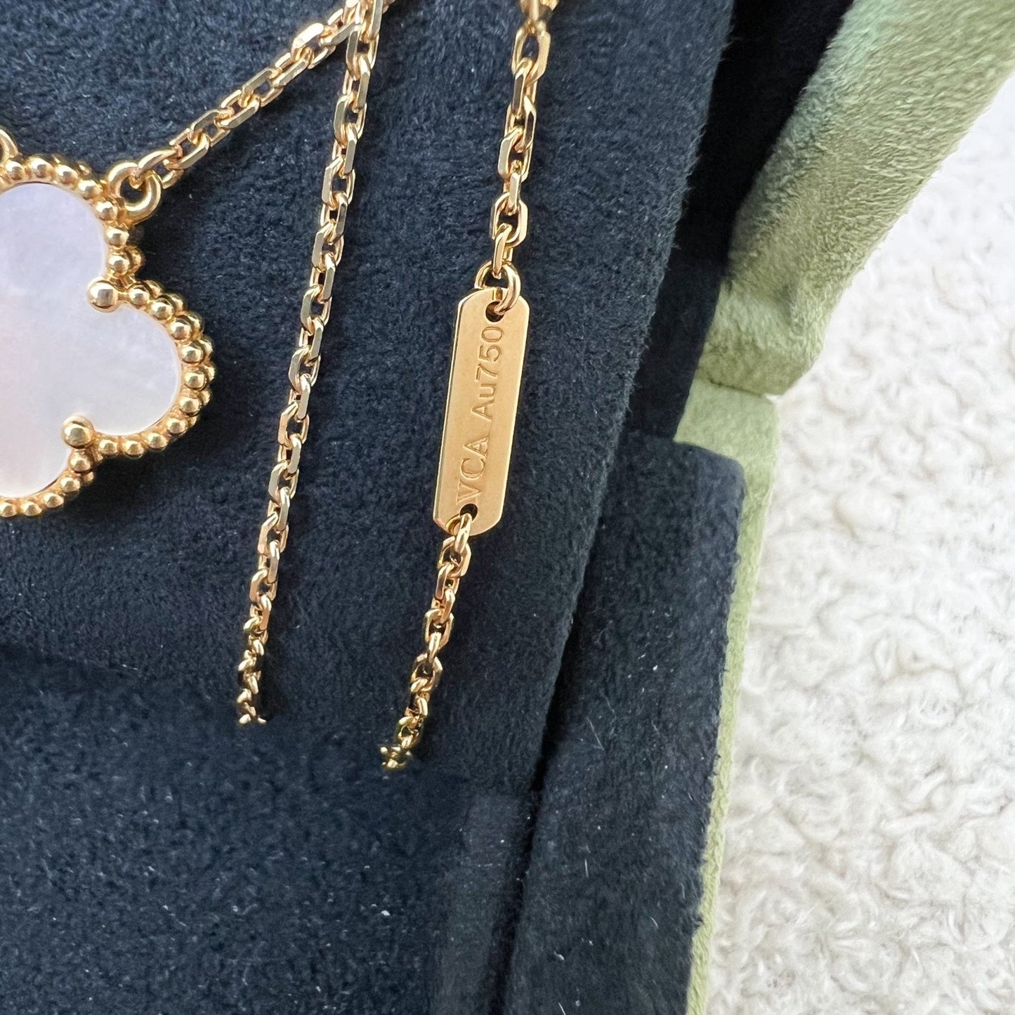 Van Cleef & Arpels VCA Vintage Alhambra Pendant Necklace with White Mother of Pearl MOP in 18K Yellow Gold (Ref: VCARA45900)
