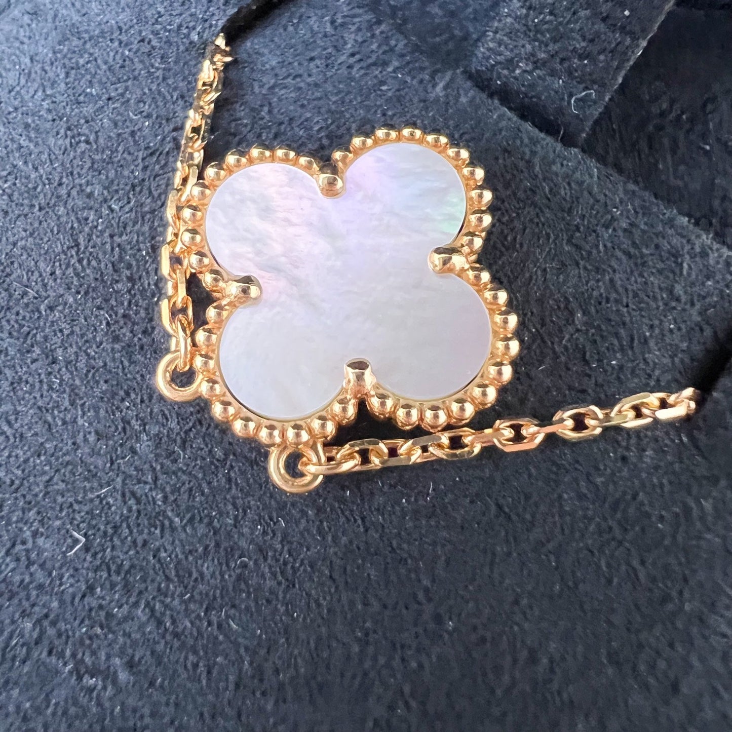 Van Cleef & Arpels VCA Vintage Alhambra Pendant Necklace with White Mother of Pearl MOP in 18K Yellow Gold (Ref: VCARA45900)
