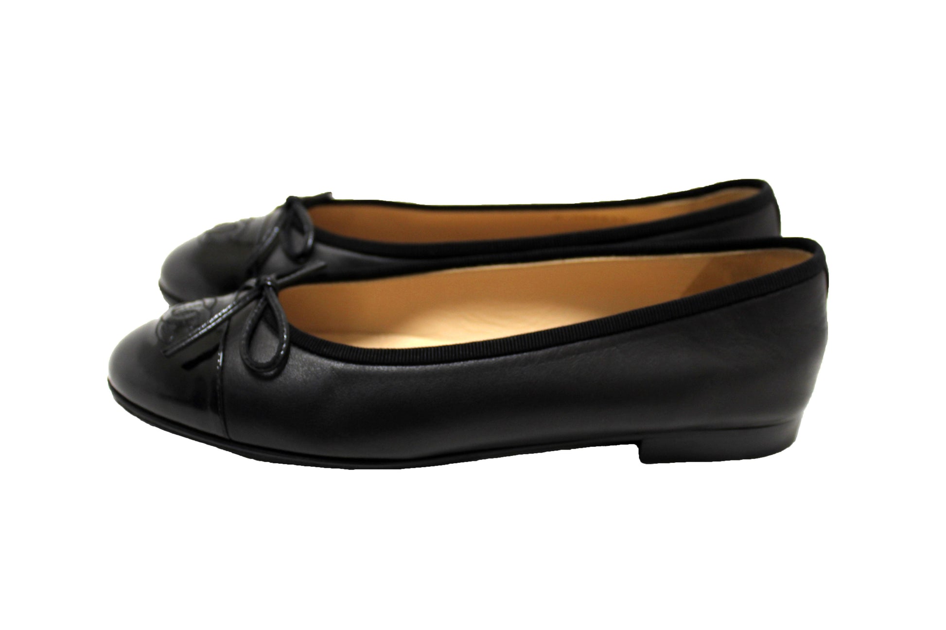 Chanel Black Lambskin & Patent Calfskin Ballet Flat | Havik Shop.com - Now at Havik Shop.com