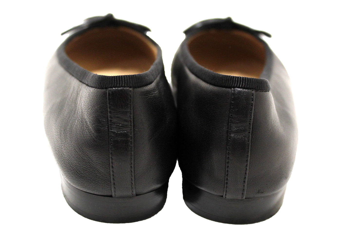 Chanel Black Lambskin & Patent Calfskin Ballet Flats Size 37