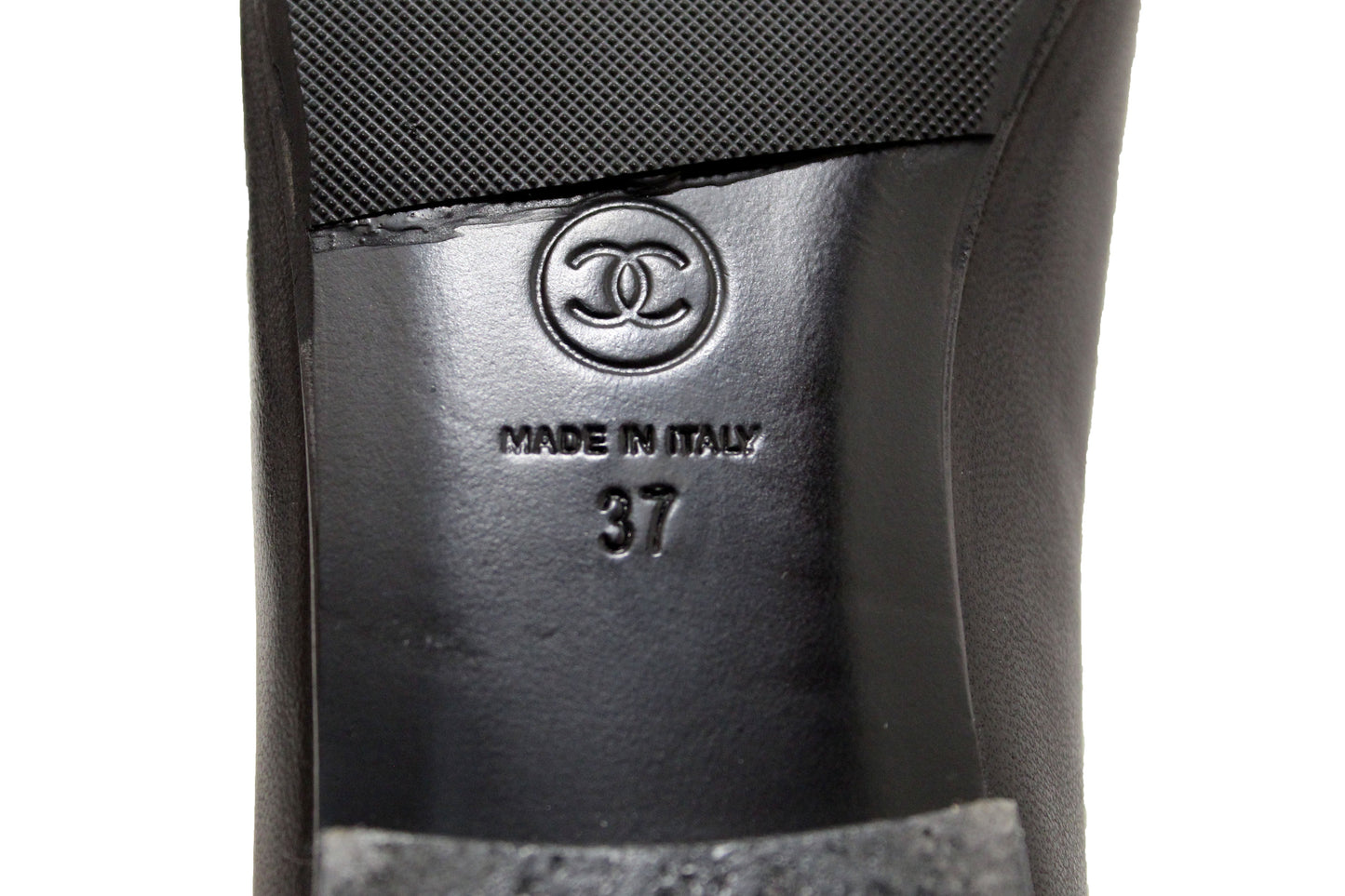 Chanel Black Lambskin & Patent Calfskin Ballet Flats Size 37