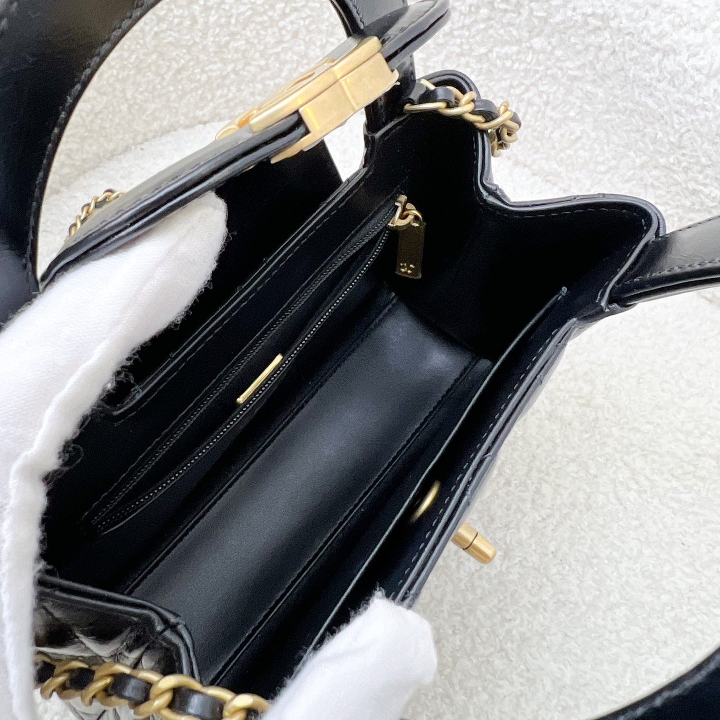 Chanel Mini / Small Kelly Bag in 25C Black Shiny Distressed Calfskin and AGHW (Model: AS4416)