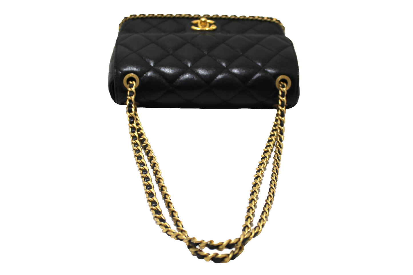 Chanel Black Quilted Caviar Leather Camellia Chain Around Flap Shoulder Bag