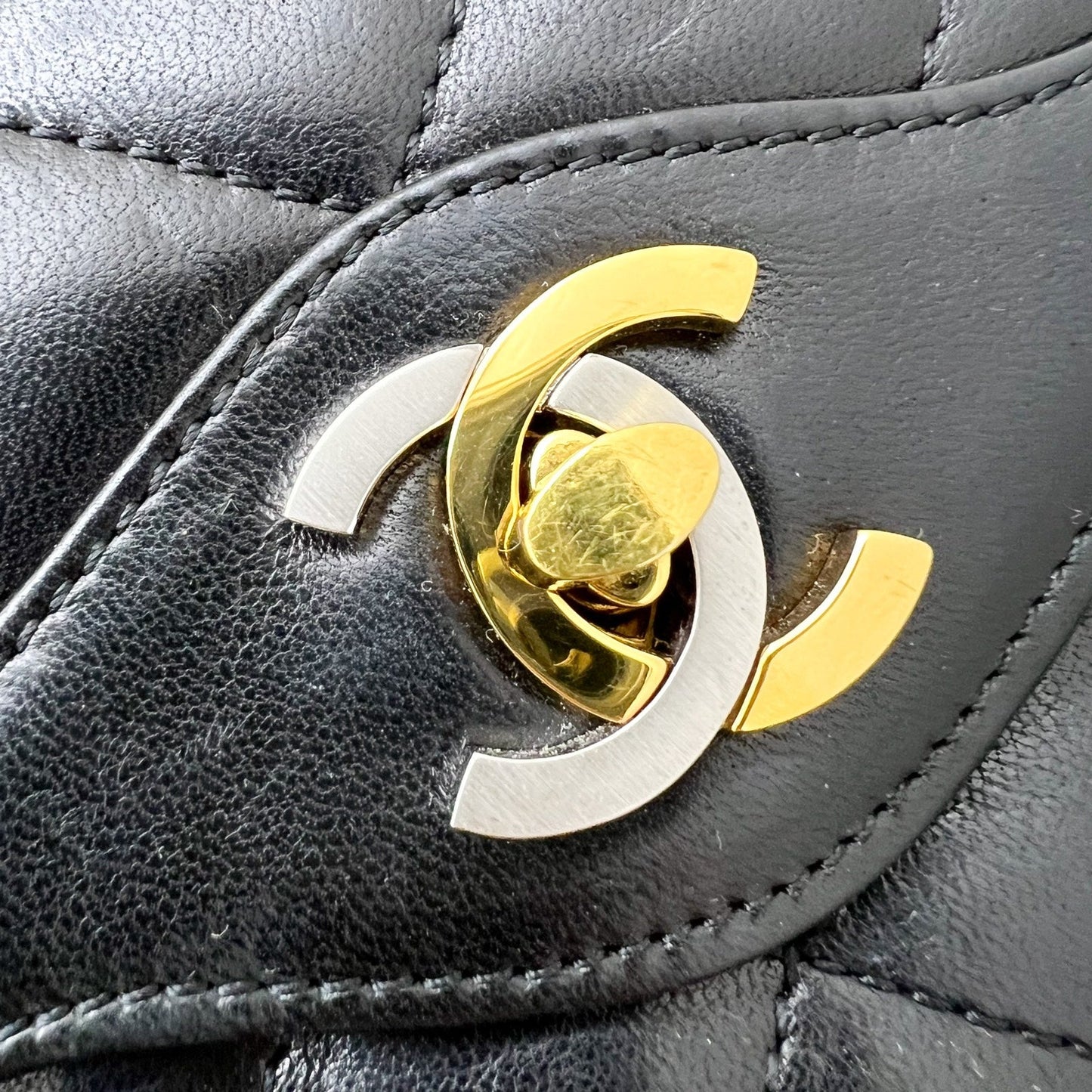 Chanel Vintage Seasonal Small Flap with 2-tone Turn Lock and 24K Gold-Plated HW