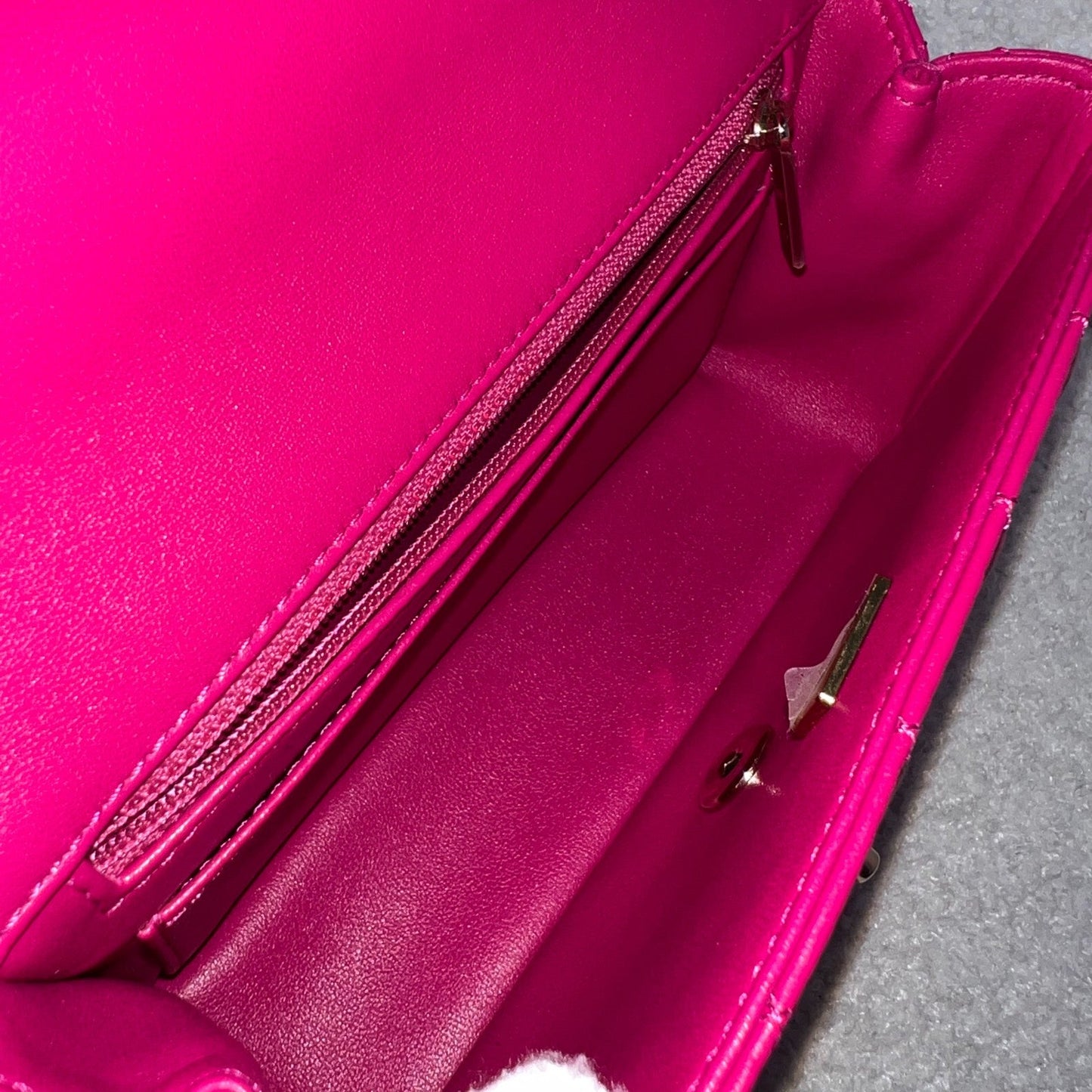 Chanel 23A Mini Rectangle Flap with Crystals Top Handle in Hot Pink Lambskin and LGHW (Model: AS4141)