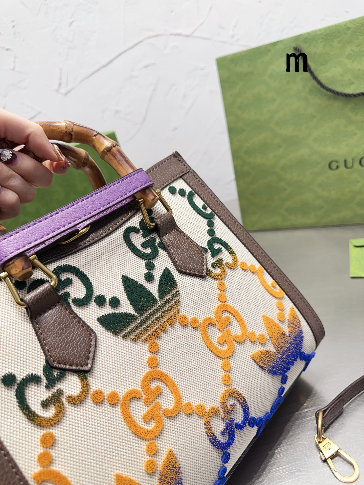 GC482 adidas x Gucci Diana Small Tote Bag / 10.6x9.4x4.3inch