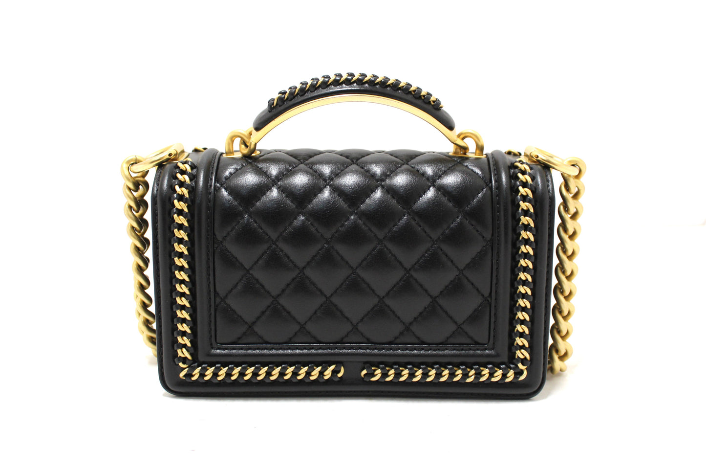 Chanel Black Calfskin Leather Boy Chanel Flap Bag with Handle
