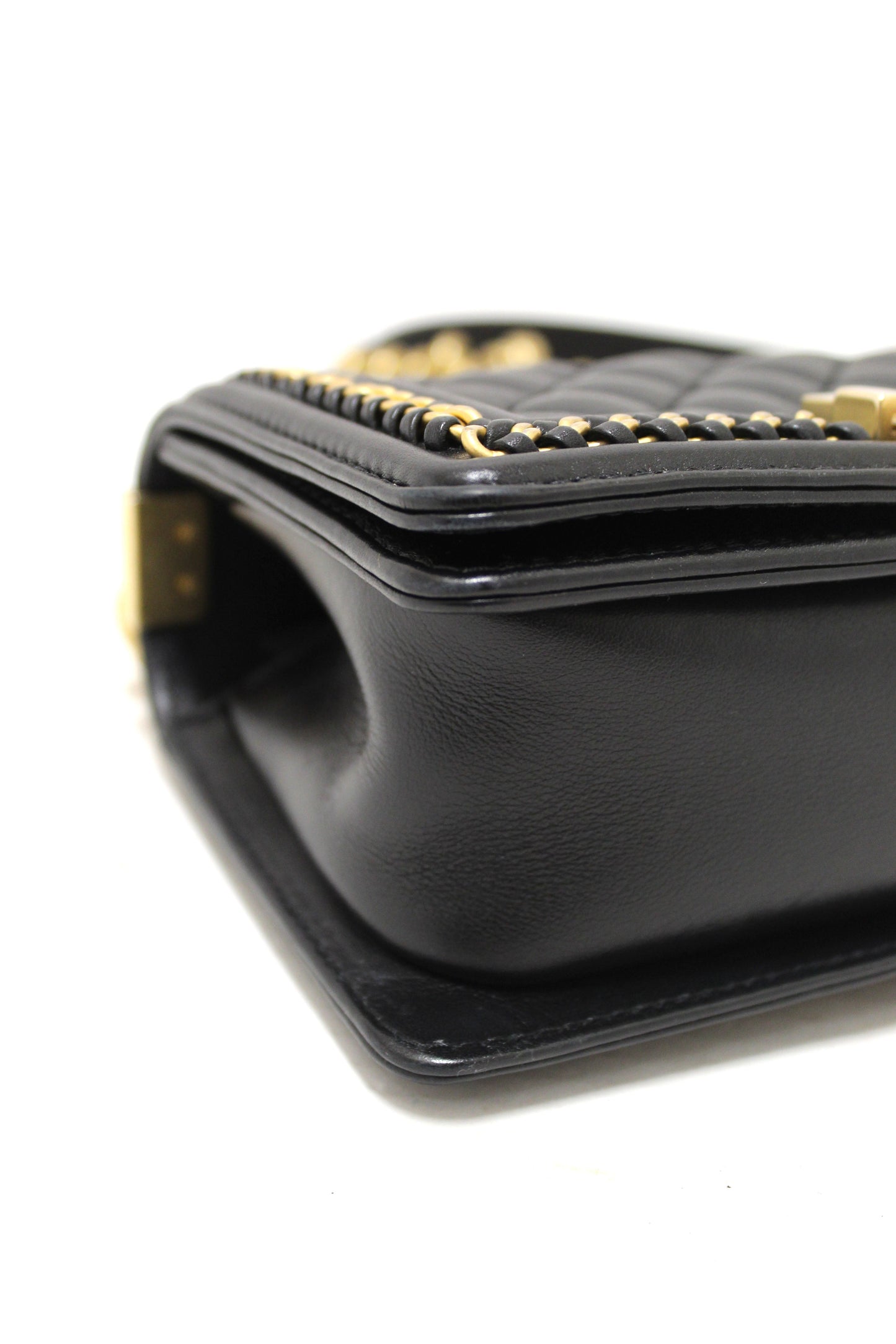 Chanel Black Calfskin Leather Boy Chanel Flap Bag with Handle