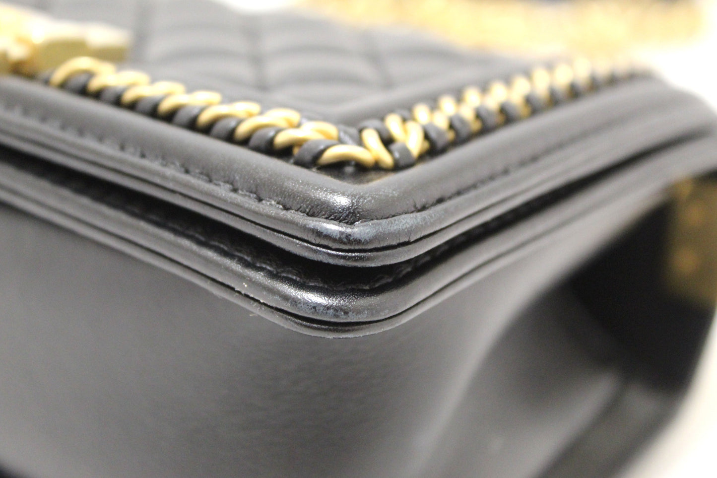 Chanel Black Calfskin Leather Boy Chanel Flap Bag with Handle