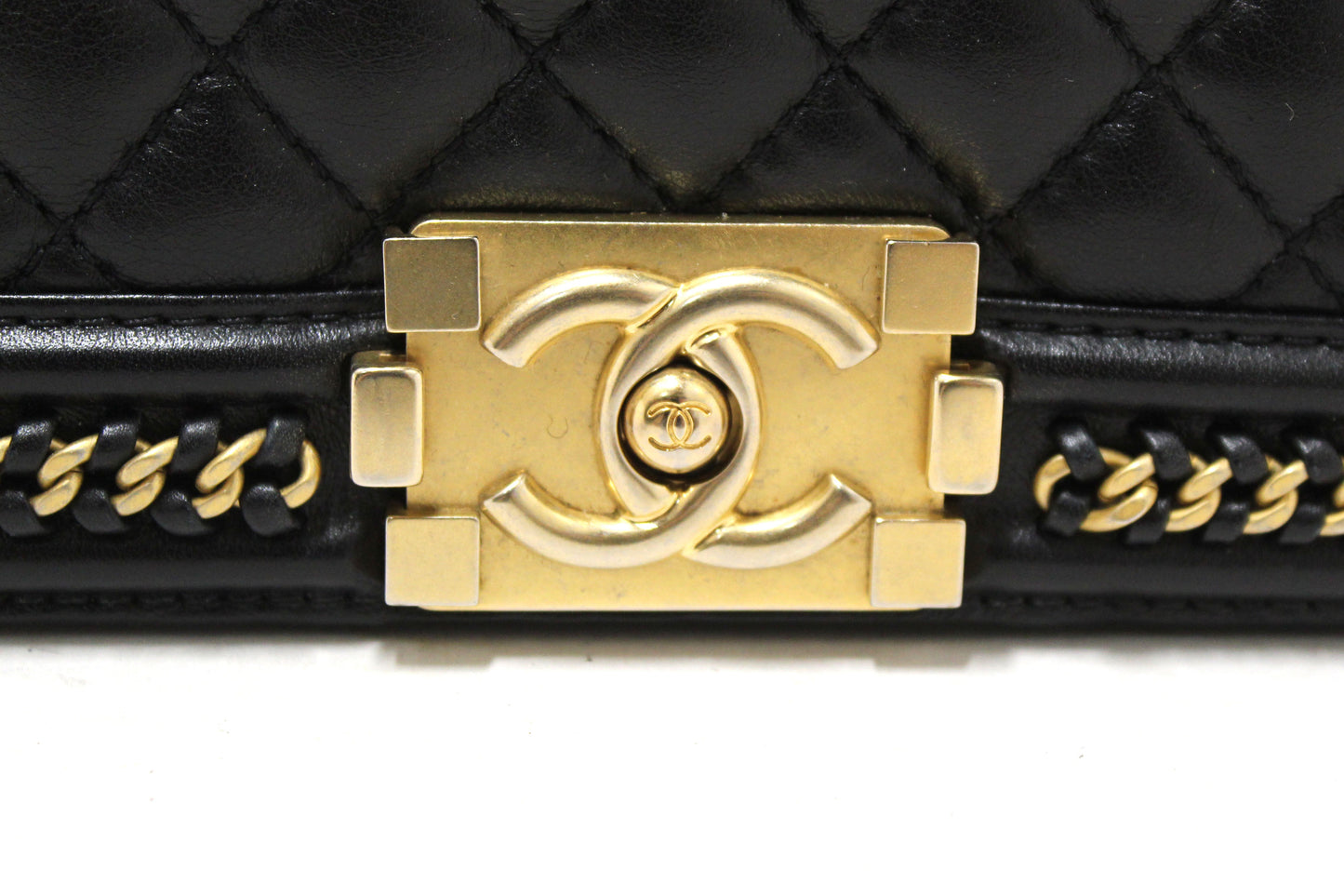 Chanel Black Calfskin Leather Boy Chanel Flap Bag with Handle