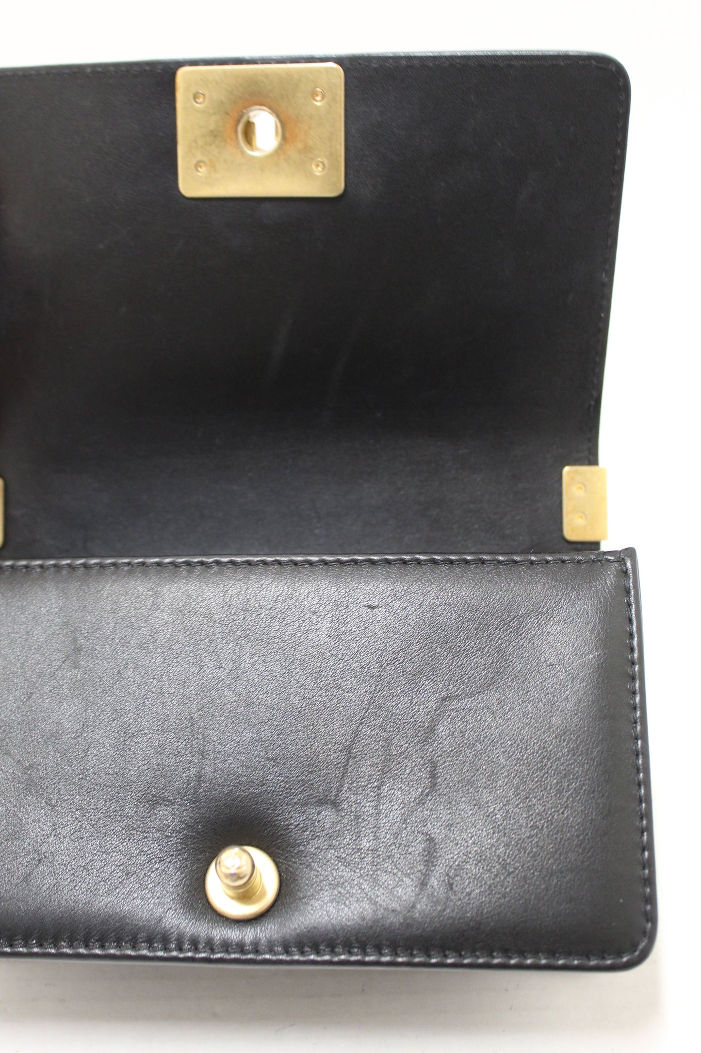 Chanel Black Calfskin Leather Boy Chanel Flap Bag with Handle